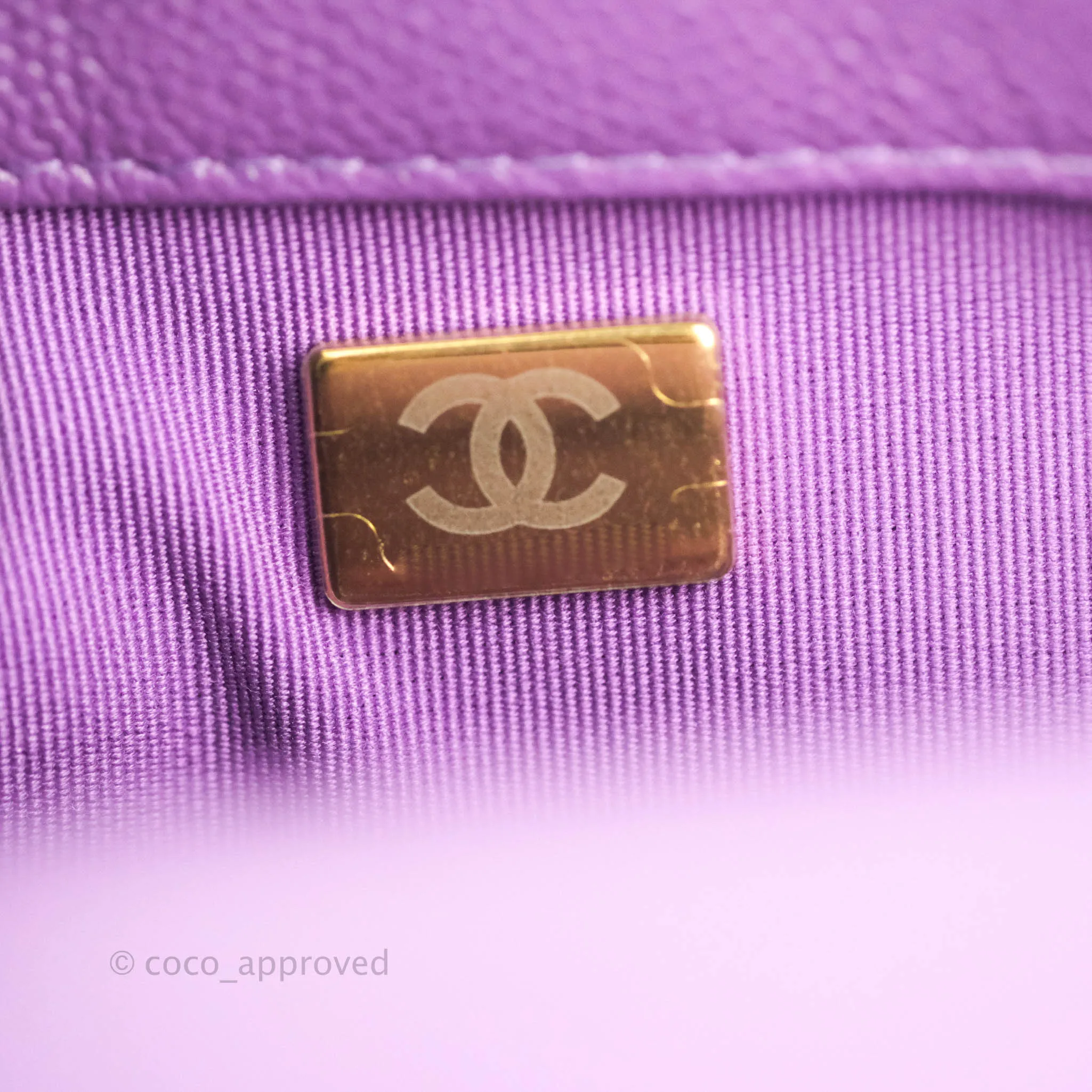Chanel Small Quilted Melody Flap Purple Caviar Aged Gold Hardware