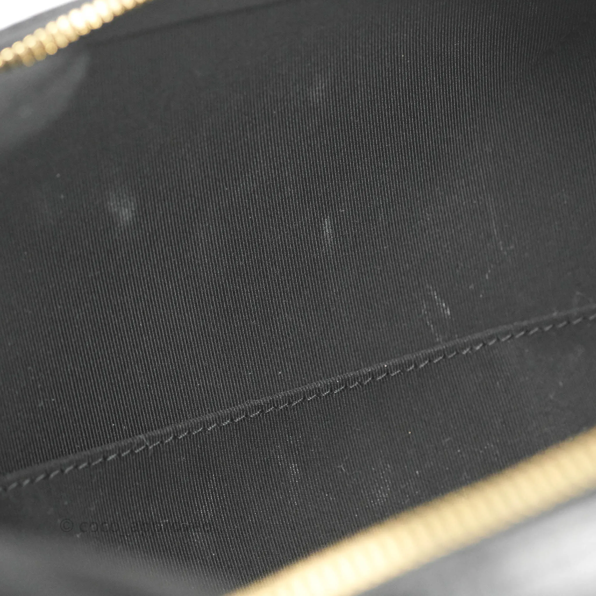 Chanel Small Round Vanity Case Bag Black Crumpled Calfskin 19C