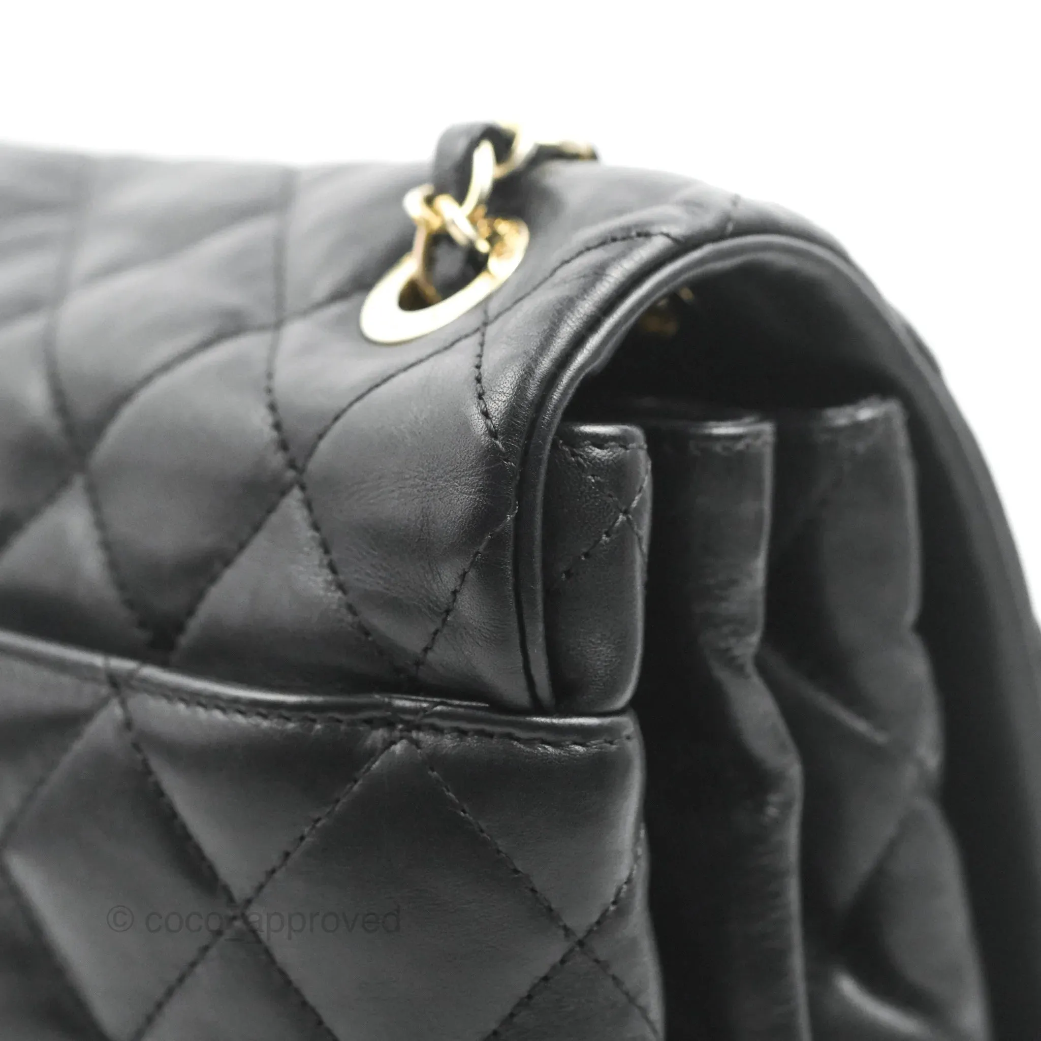 Chanel Soft Elegance Flap Bag Calfskin Black Aged Gold Hardware