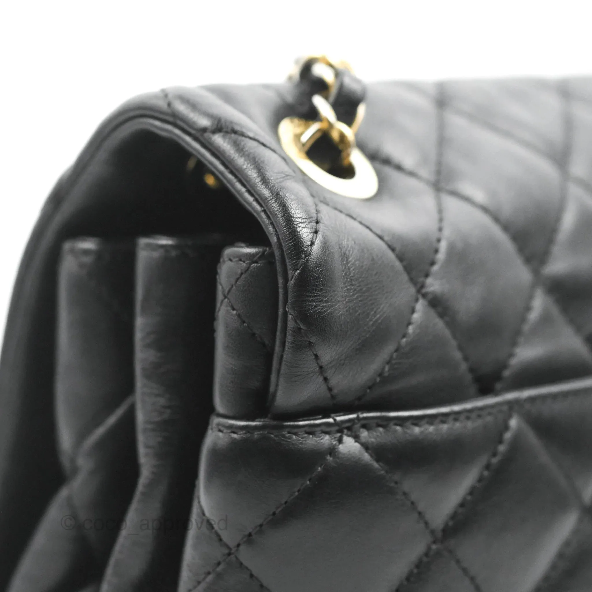 Chanel Soft Elegance Flap Bag Calfskin Black Aged Gold Hardware