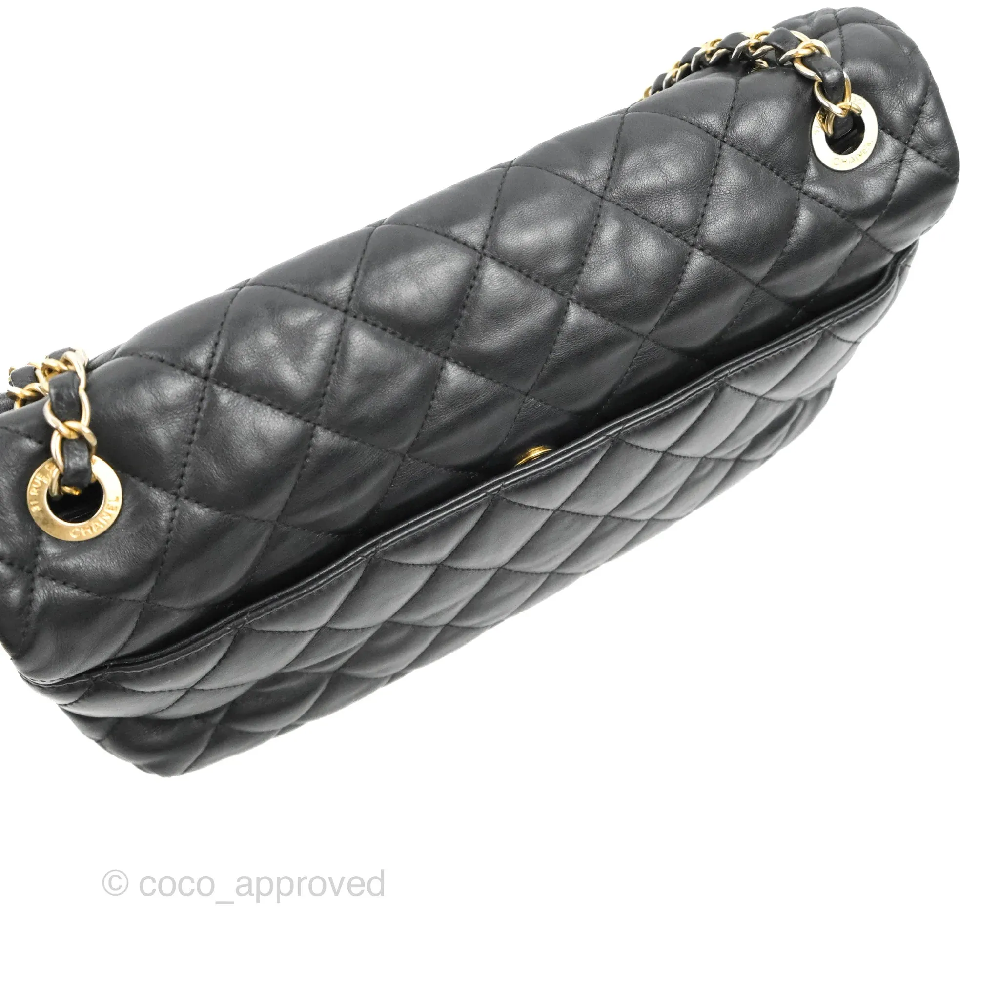 Chanel Soft Elegance Flap Bag Calfskin Black Aged Gold Hardware