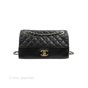 Chanel Soft Elegance Flap Bag Calfskin Black Aged Gold Hardware