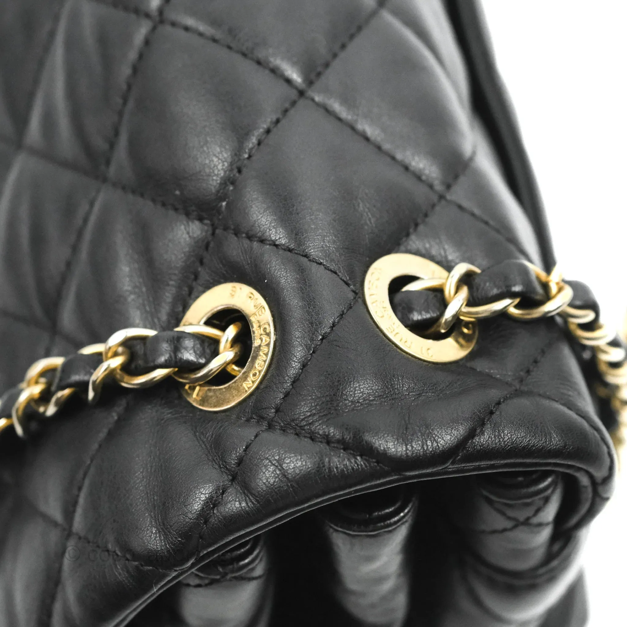Chanel Soft Elegance Flap Bag Calfskin Black Aged Gold Hardware
