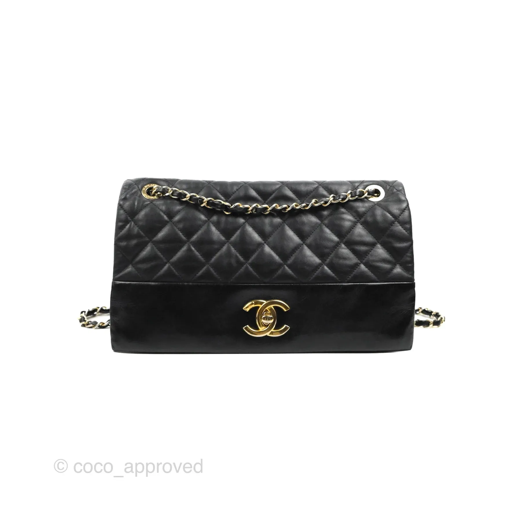 Chanel Soft Elegance Flap Bag Calfskin Black Aged Gold Hardware