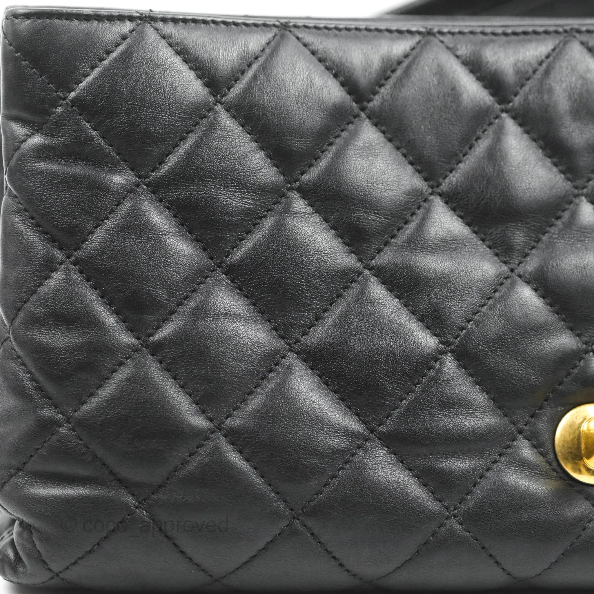 Chanel Soft Elegance Flap Bag Calfskin Black Aged Gold Hardware