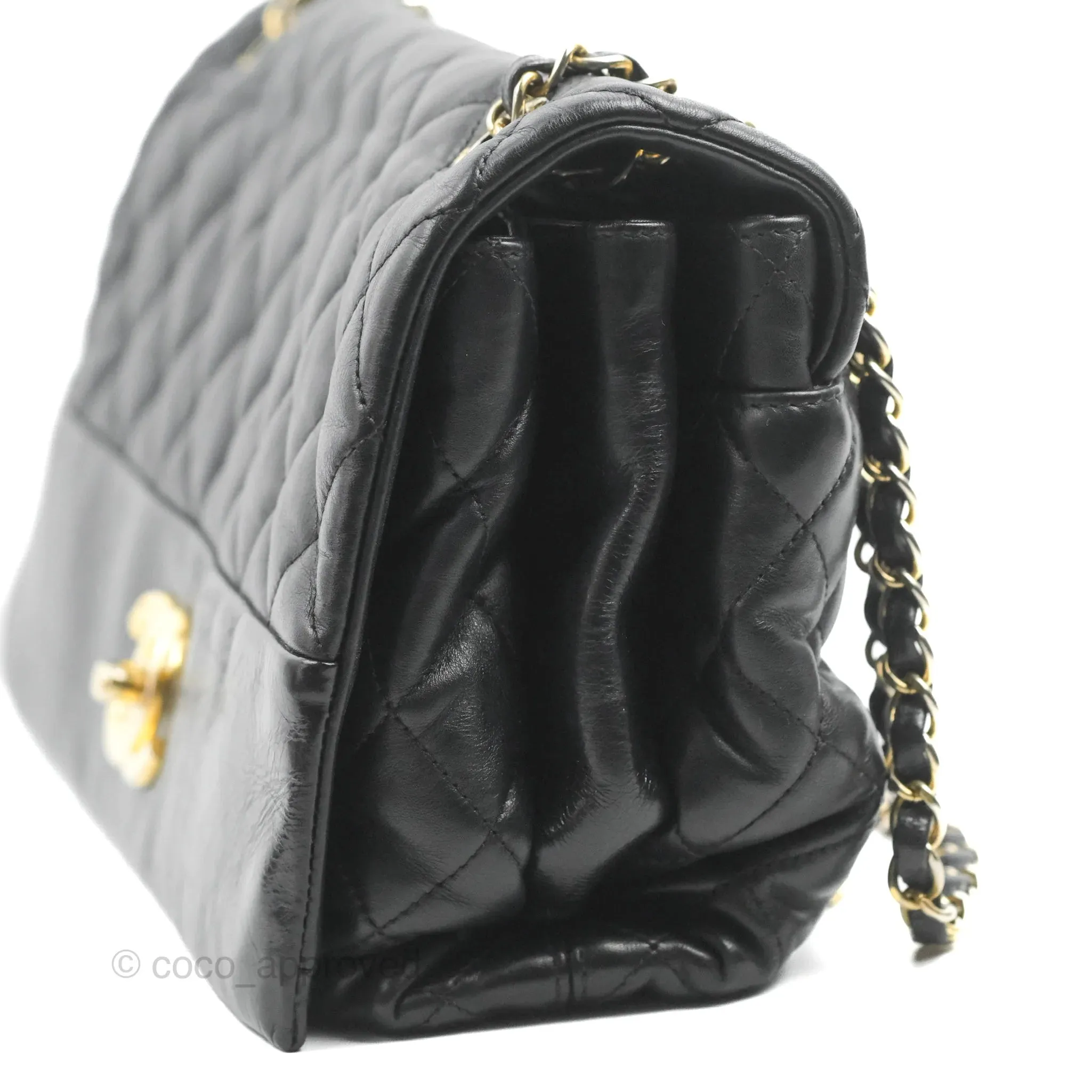 Chanel Soft Elegance Flap Bag Calfskin Black Aged Gold Hardware