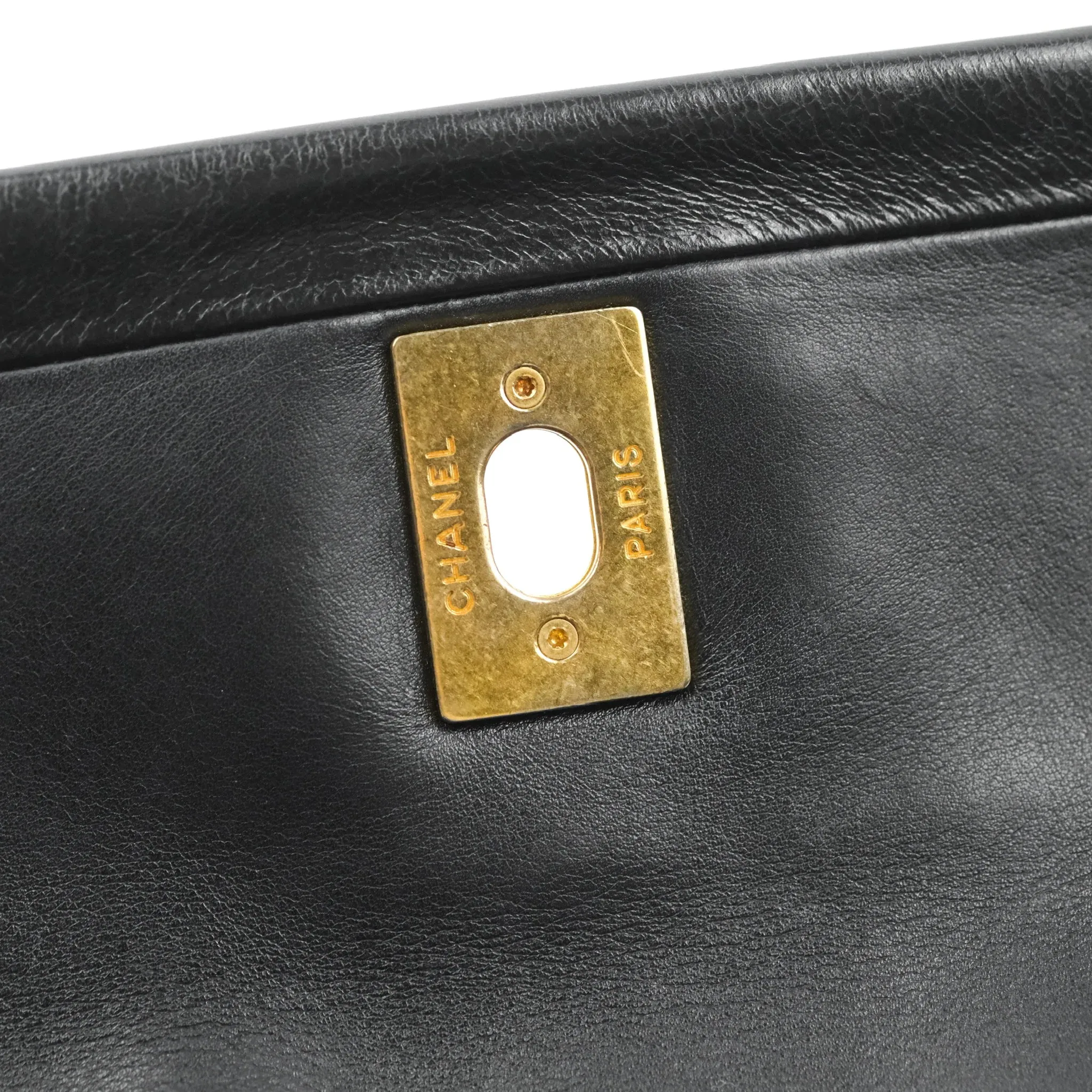 Chanel Soft Elegance Flap Bag Calfskin Black Aged Gold Hardware