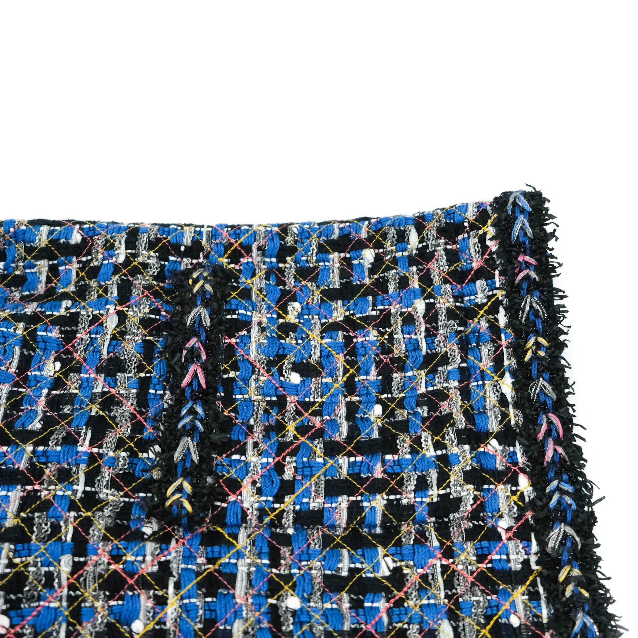 Chanel Tweed Blue & Black Button Front Jacket