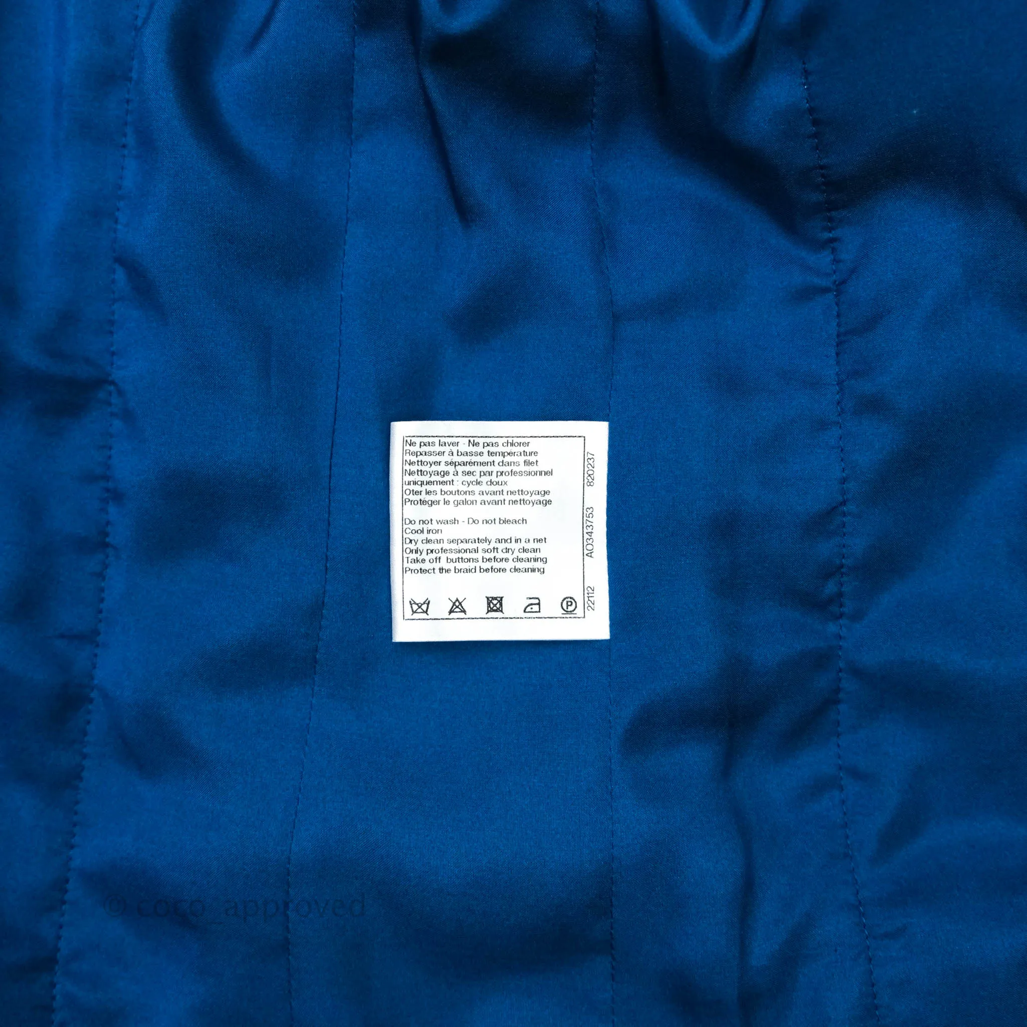 Chanel Tweed Blue & Black Button Front Jacket