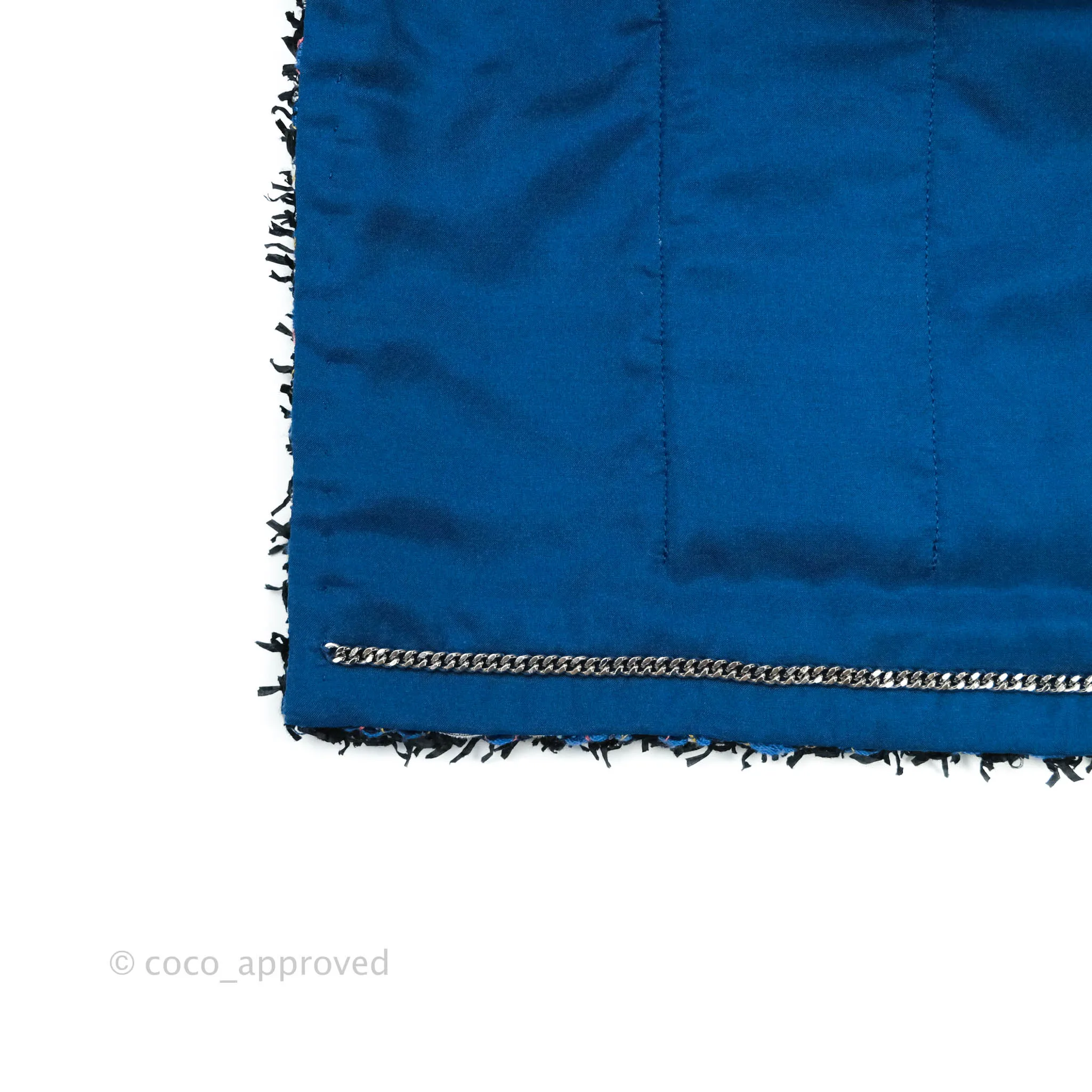 Chanel Tweed Blue & Black Button Front Jacket