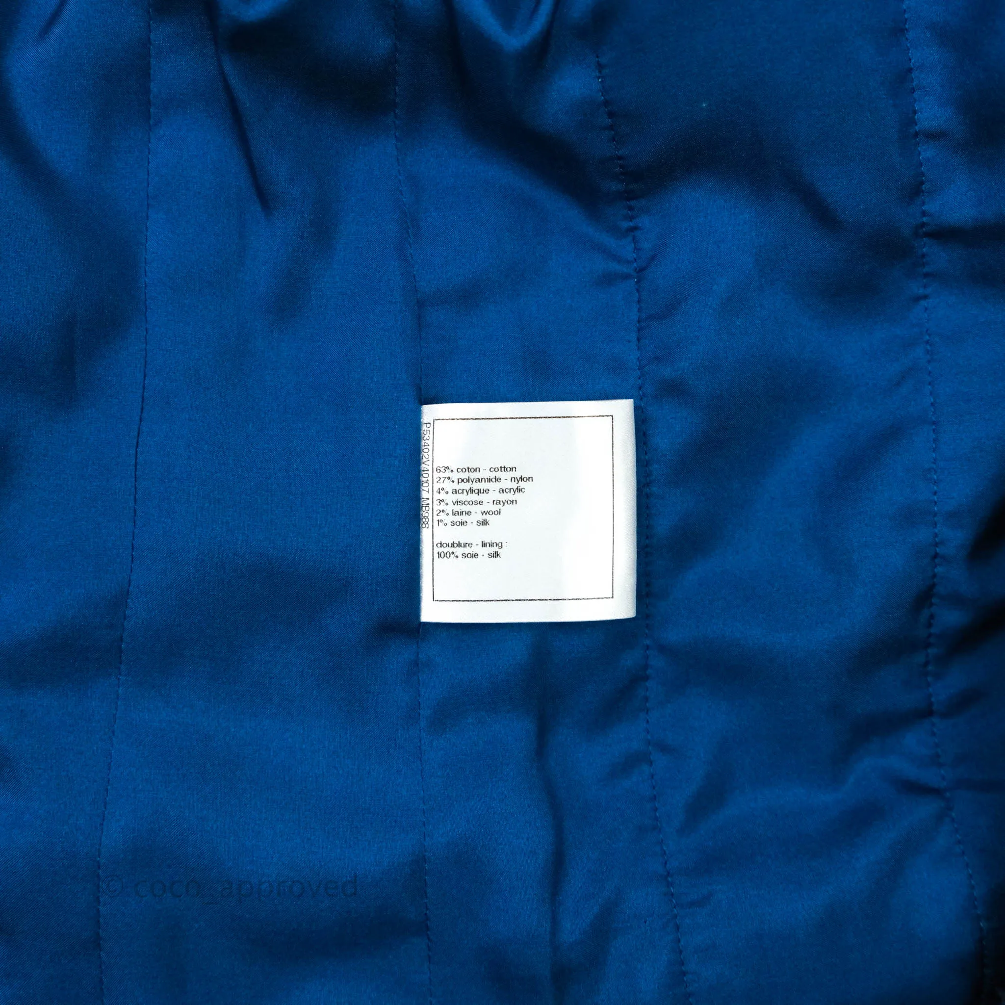 Chanel Tweed Blue & Black Button Front Jacket
