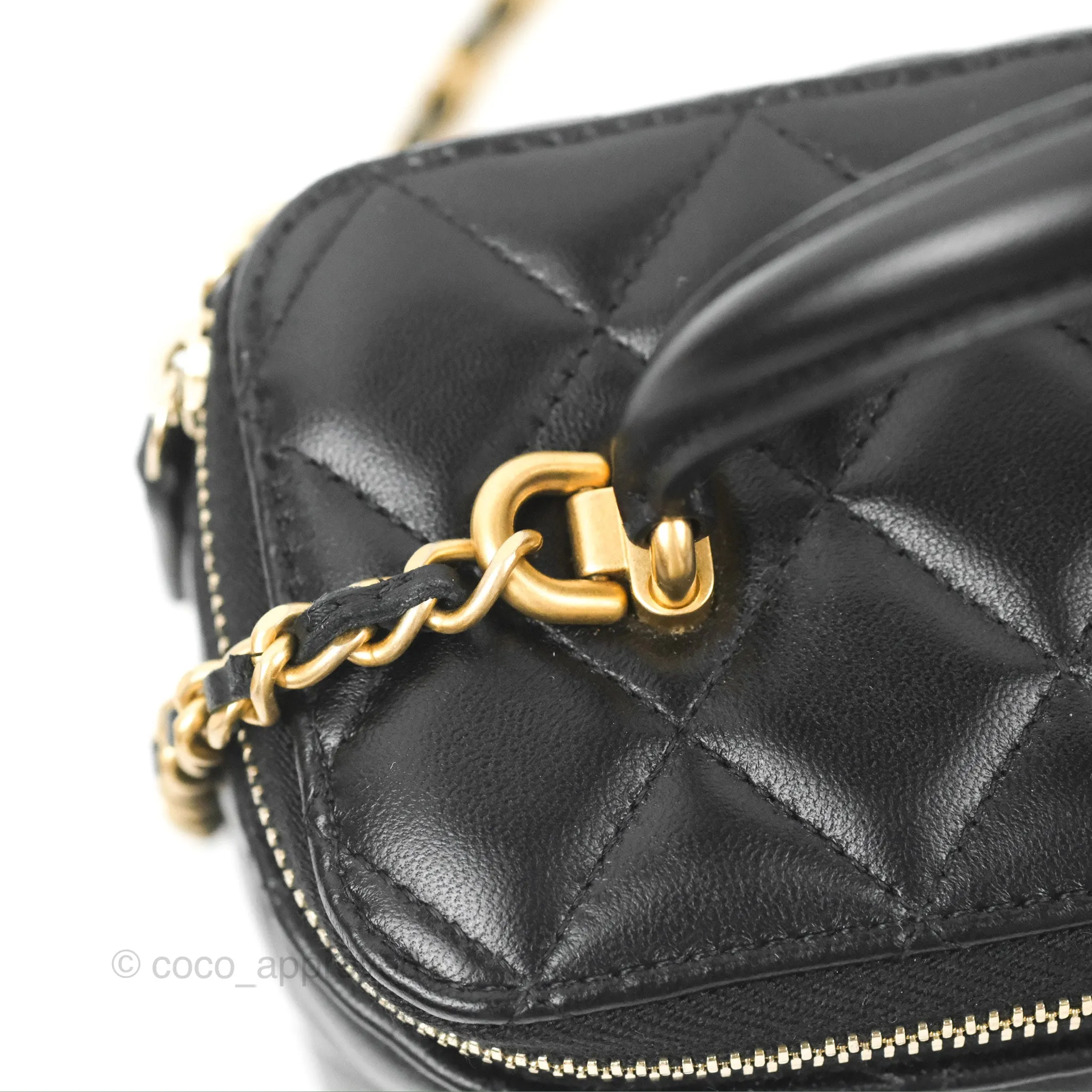 Chanel Vanity Rectangular Top Handle Black Lambskin Gold Hardware