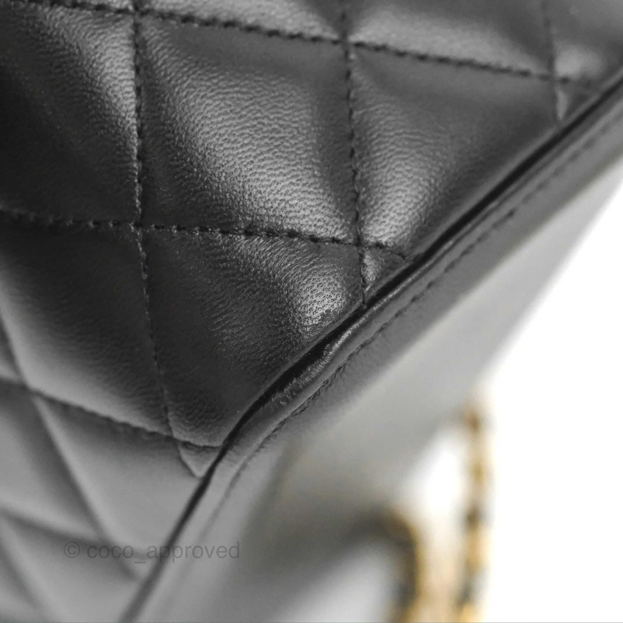 Chanel Vanity Rectangular Top Handle Black Lambskin Gold Hardware
