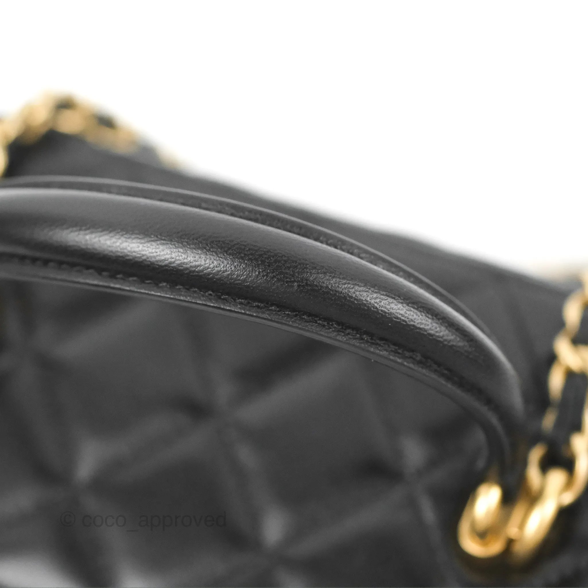 Chanel Vanity Rectangular Top Handle Black Lambskin Gold Hardware