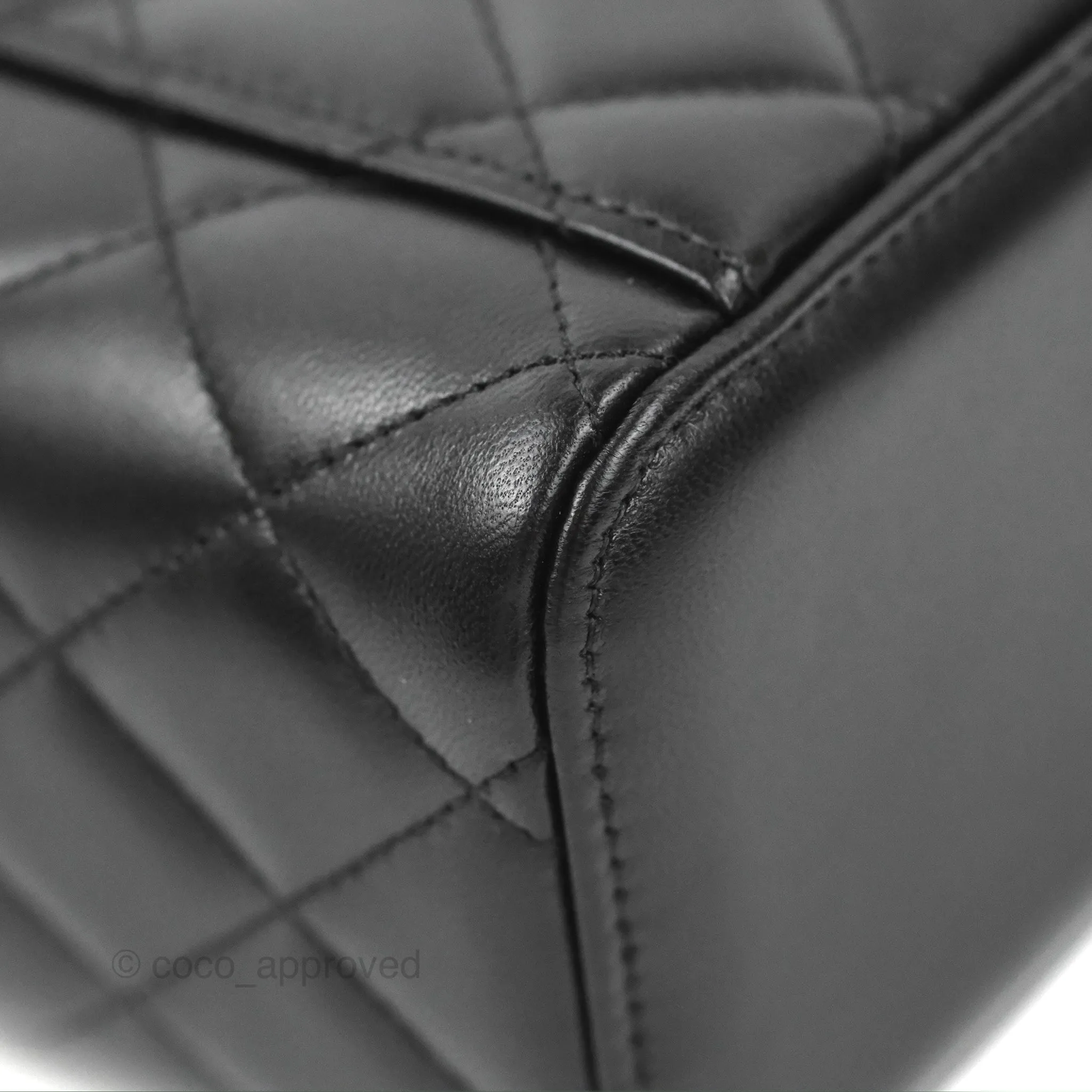 Chanel Vanity Rectangular Top Handle Black Lambskin Gold Hardware
