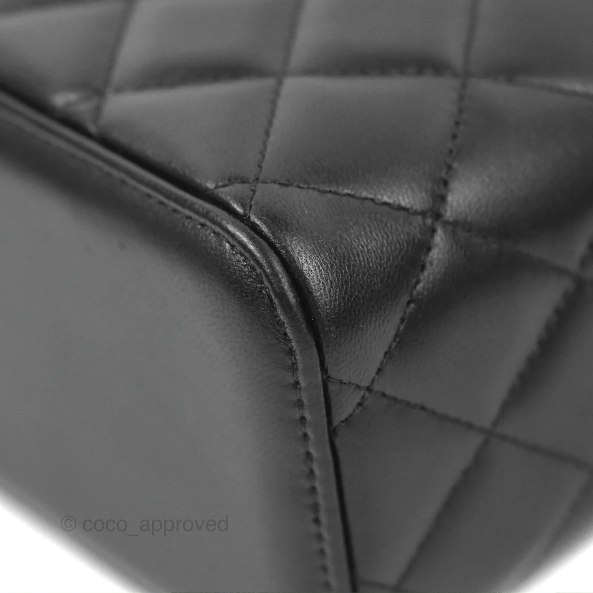 Chanel Vanity Rectangular Top Handle Black Lambskin Gold Hardware