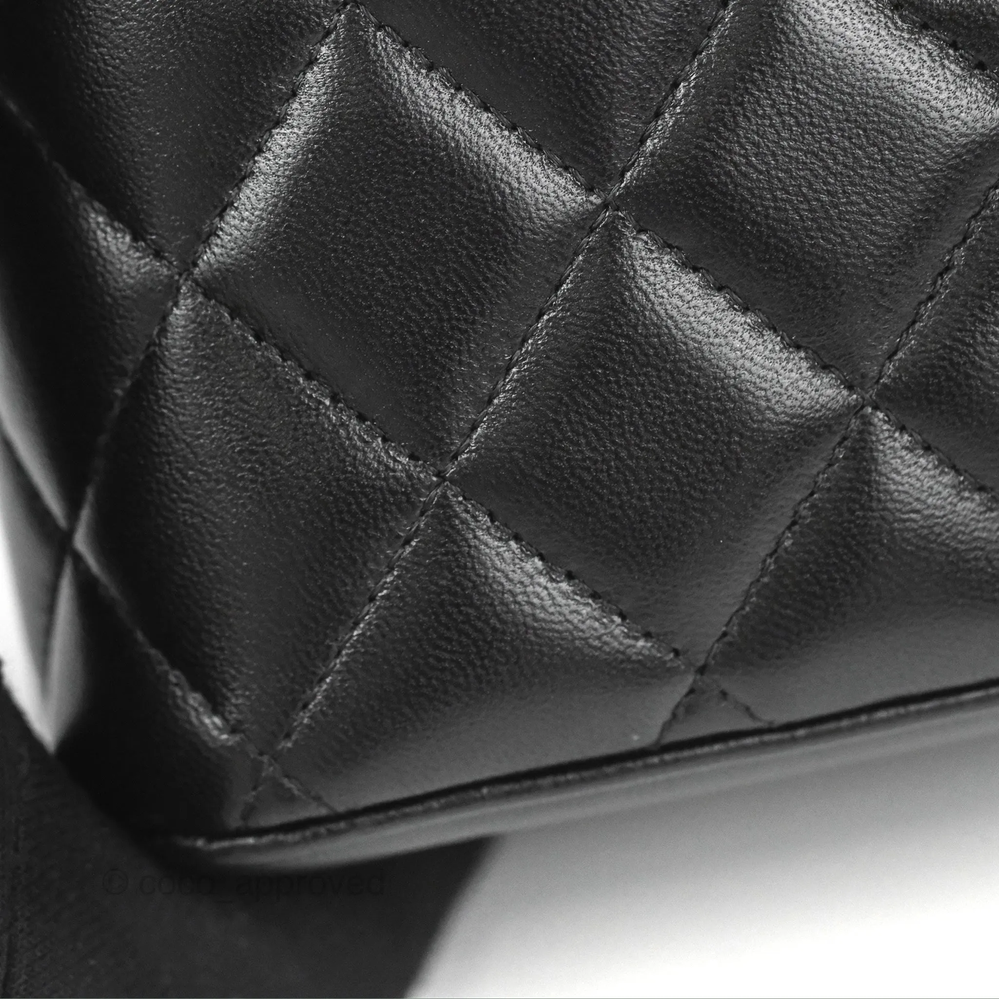 Chanel Vanity Rectangular Top Handle Black Lambskin Gold Hardware