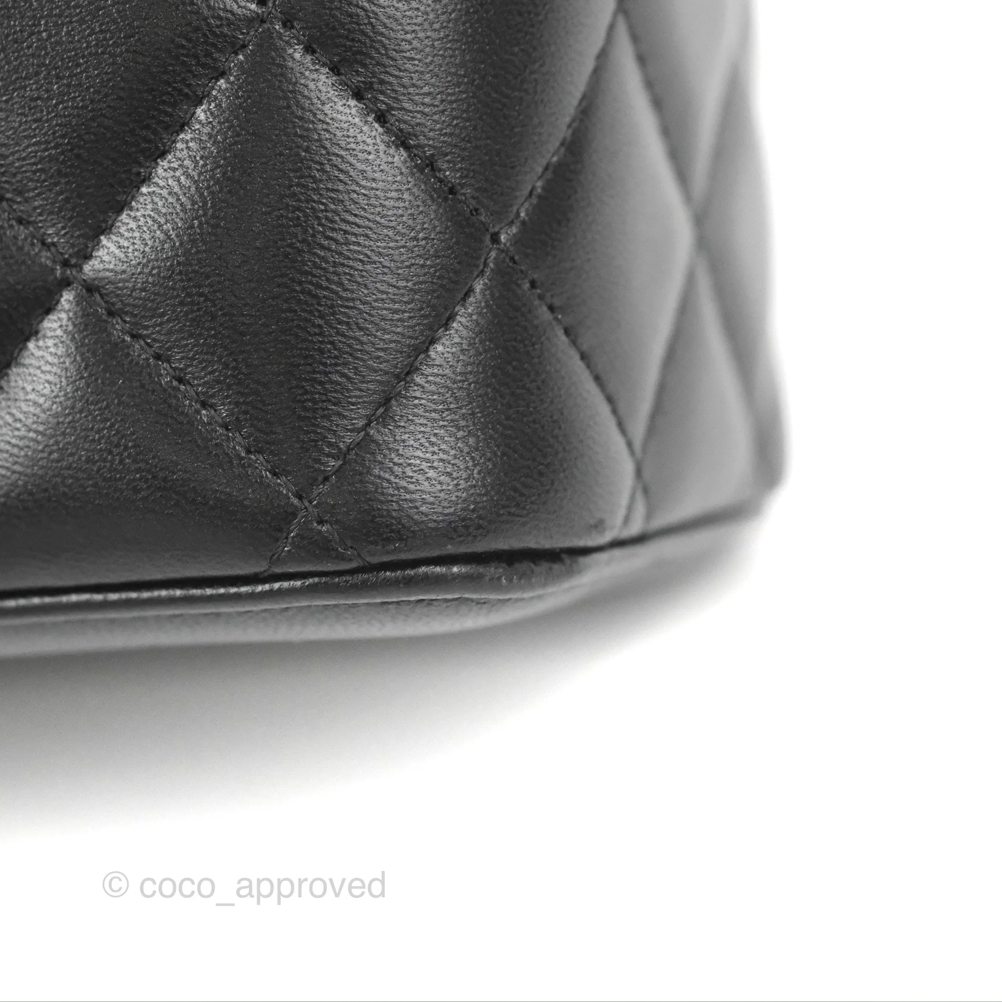 Chanel Vanity Rectangular Top Handle Black Lambskin Gold Hardware