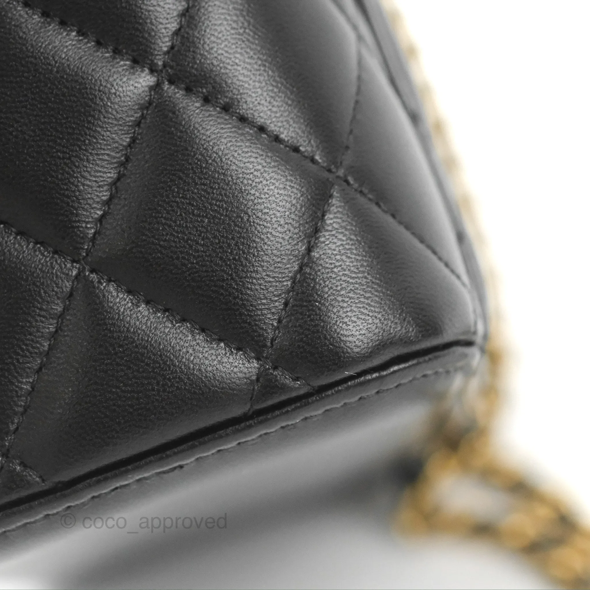 Chanel Vanity Rectangular Top Handle Black Lambskin Gold Hardware