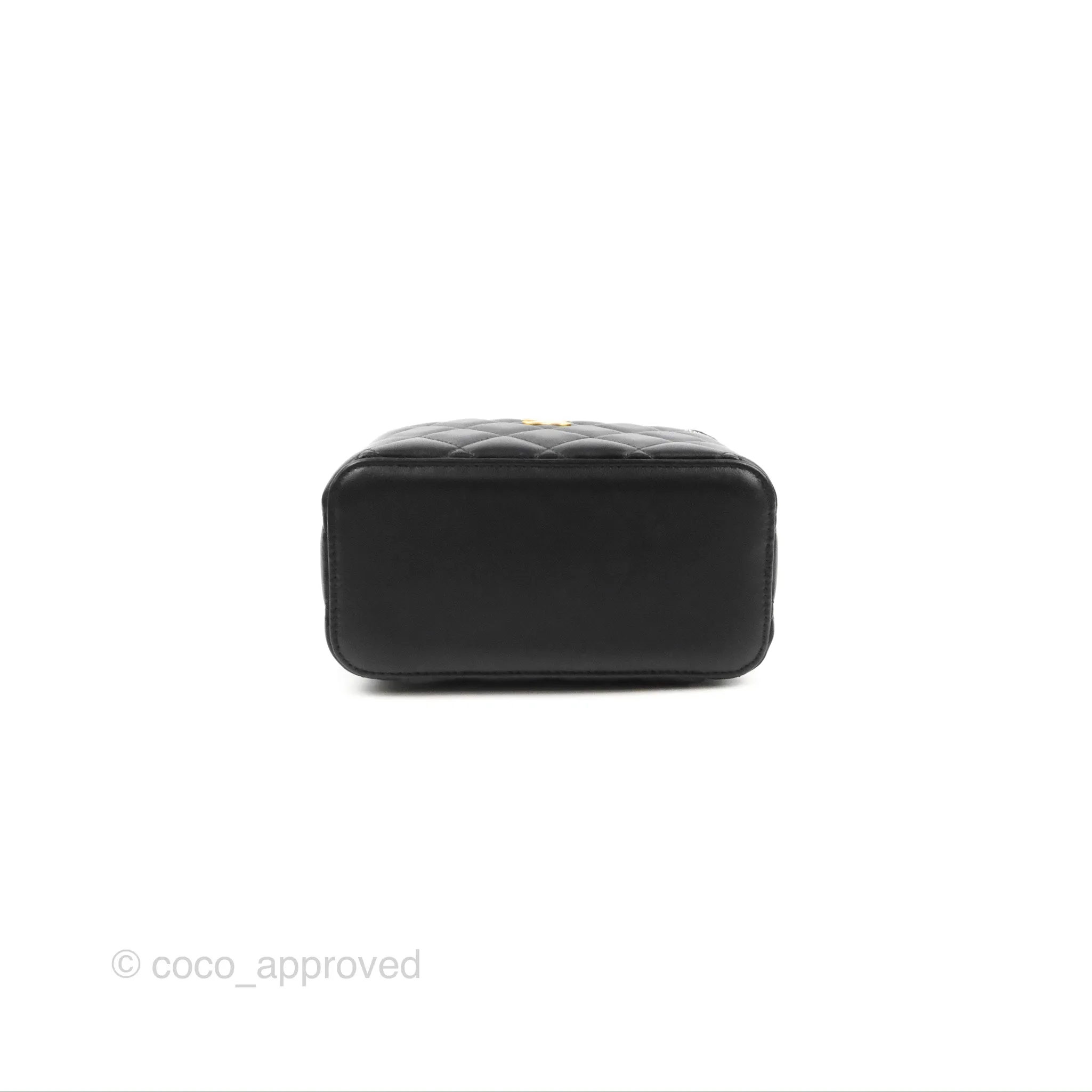 Chanel Vanity Rectangular Top Handle Black Lambskin Gold Hardware