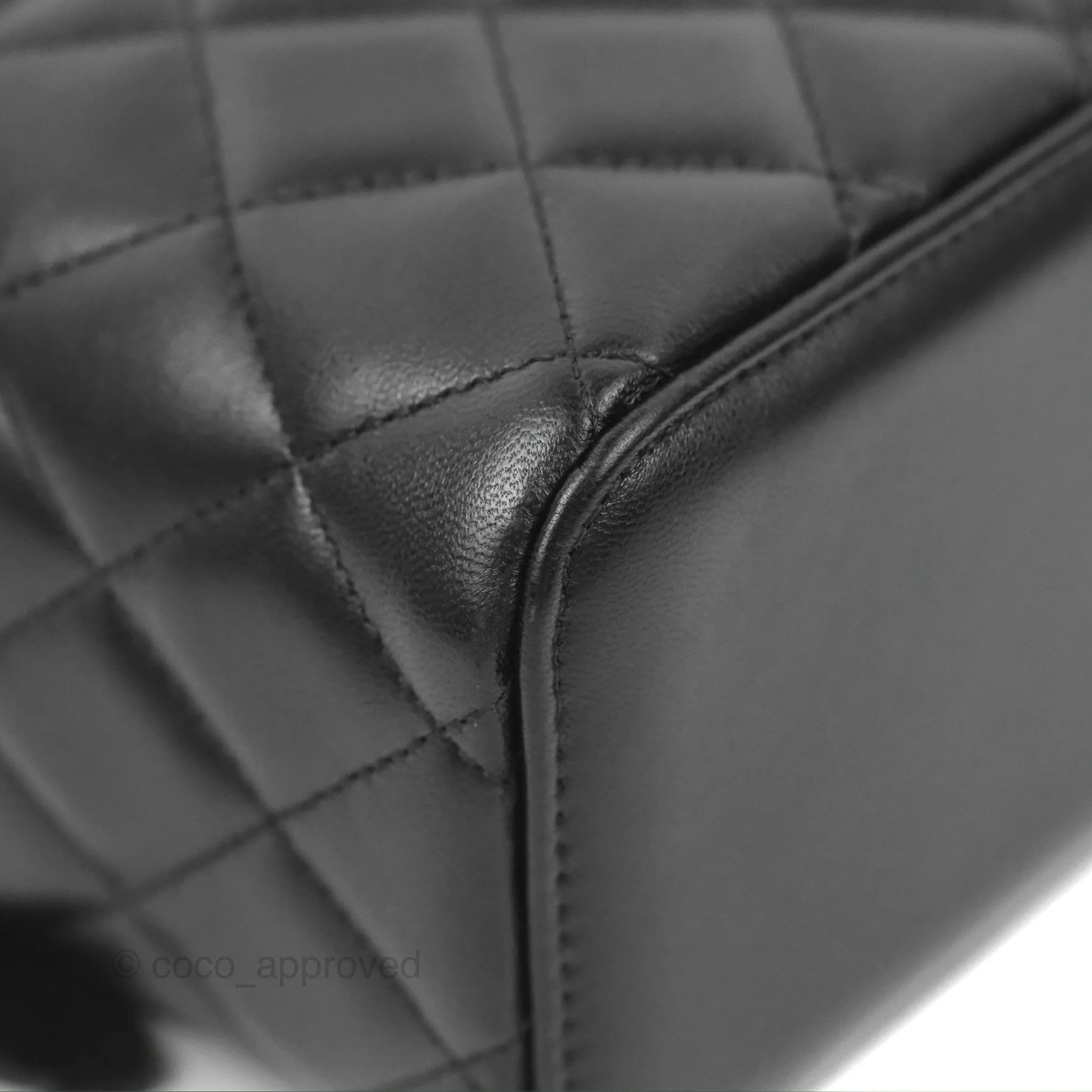 Chanel Vanity Rectangular Top Handle Black Lambskin Gold Hardware