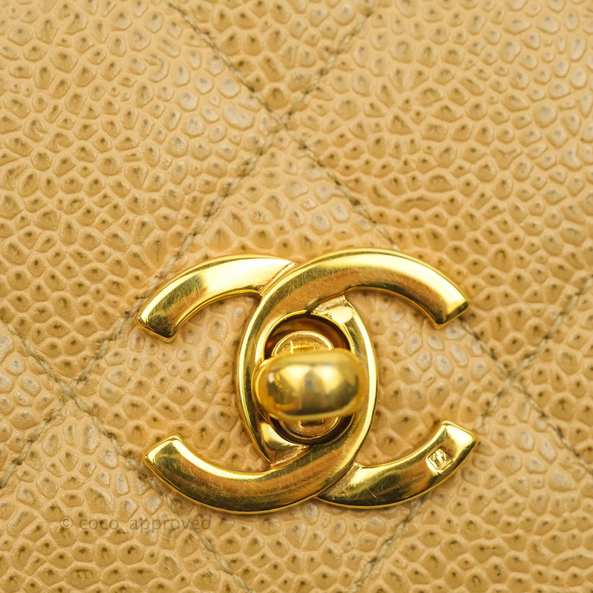 Chanel Vintage Quilted Mini Square Flap Beige Caviar Silver Hardware