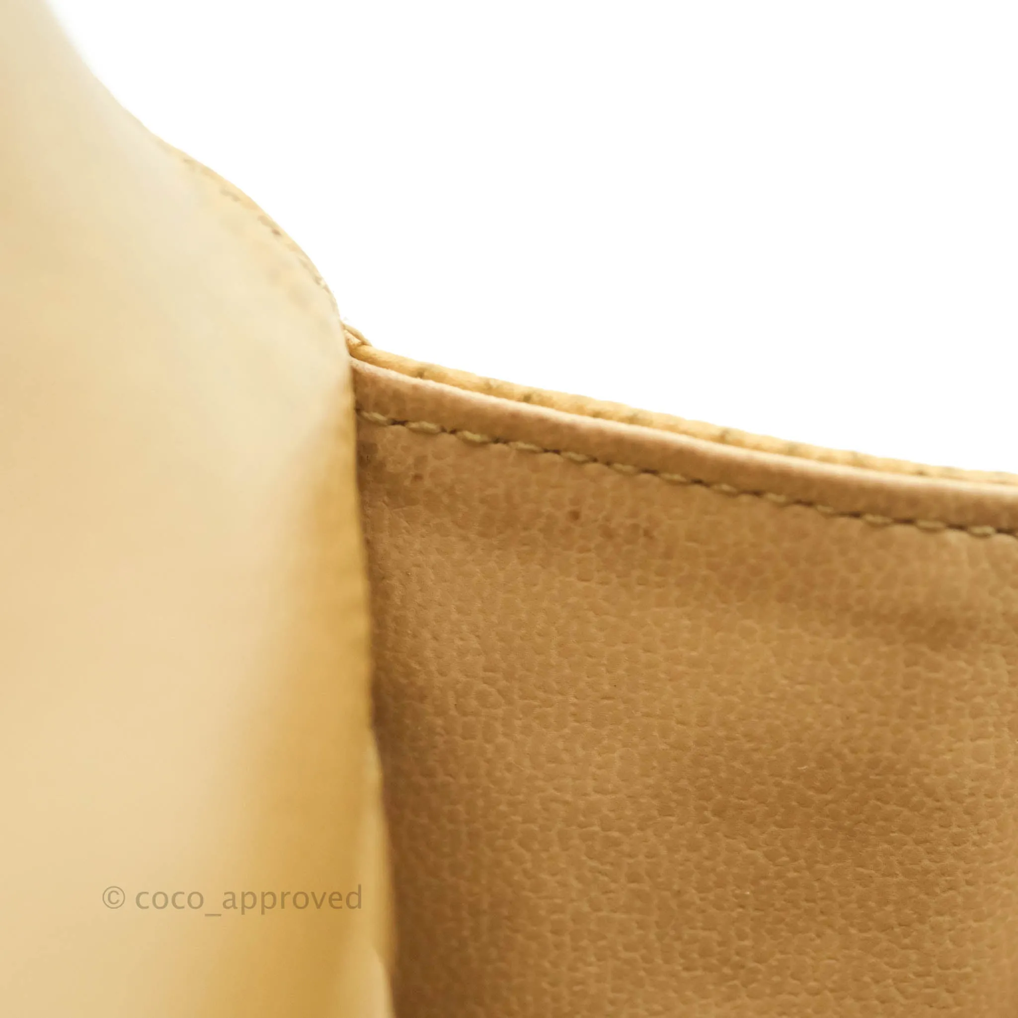 Chanel Vintage Quilted Mini Square Flap Beige Caviar Silver Hardware