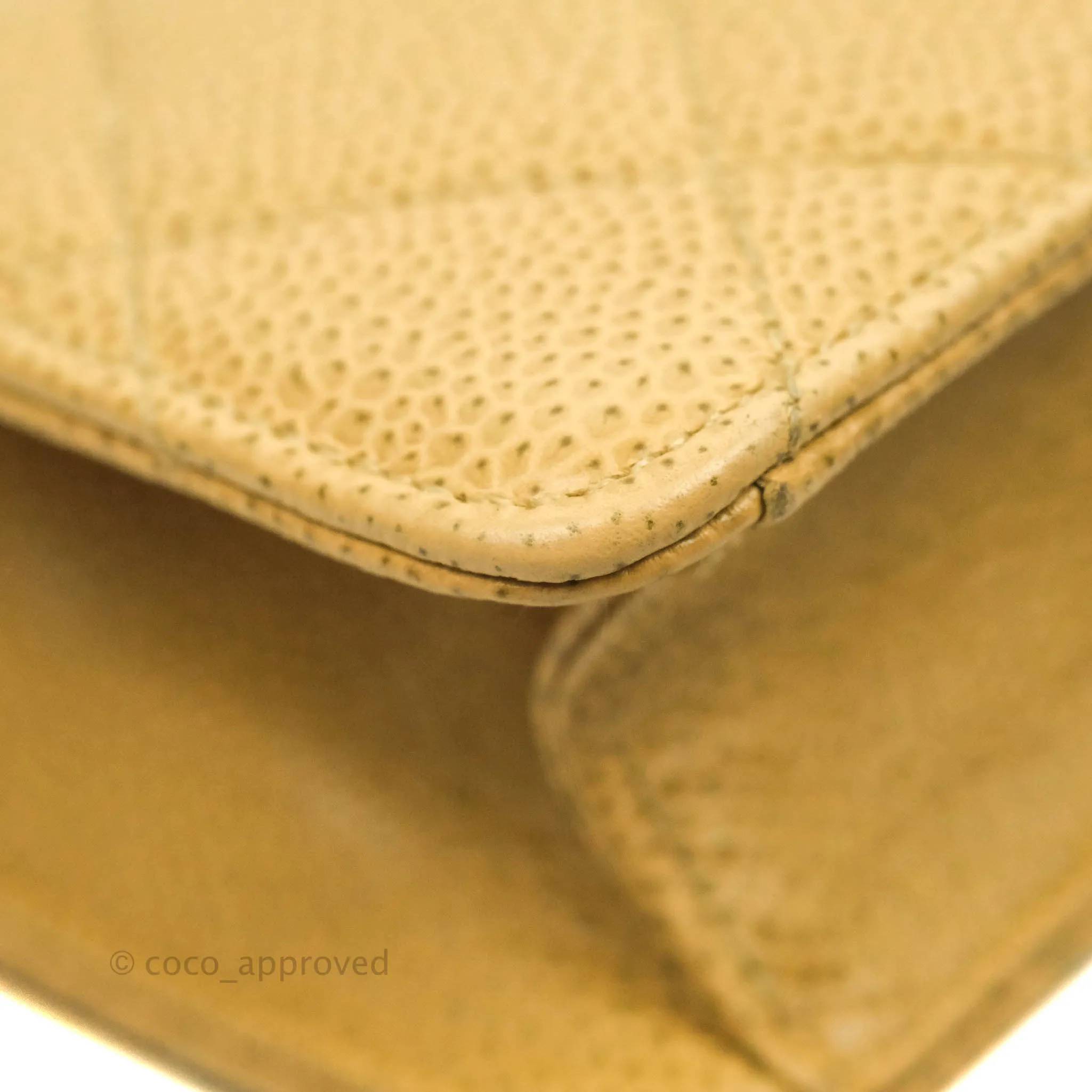 Chanel Vintage Quilted Mini Square Flap Beige Caviar Silver Hardware