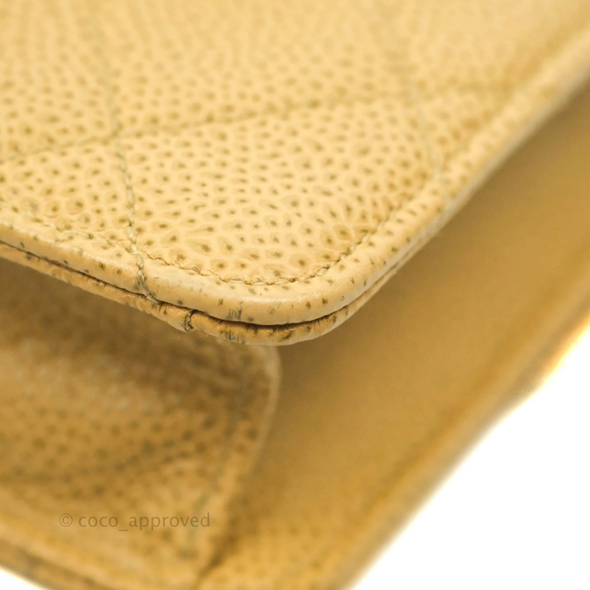 Chanel Vintage Quilted Mini Square Flap Beige Caviar Silver Hardware