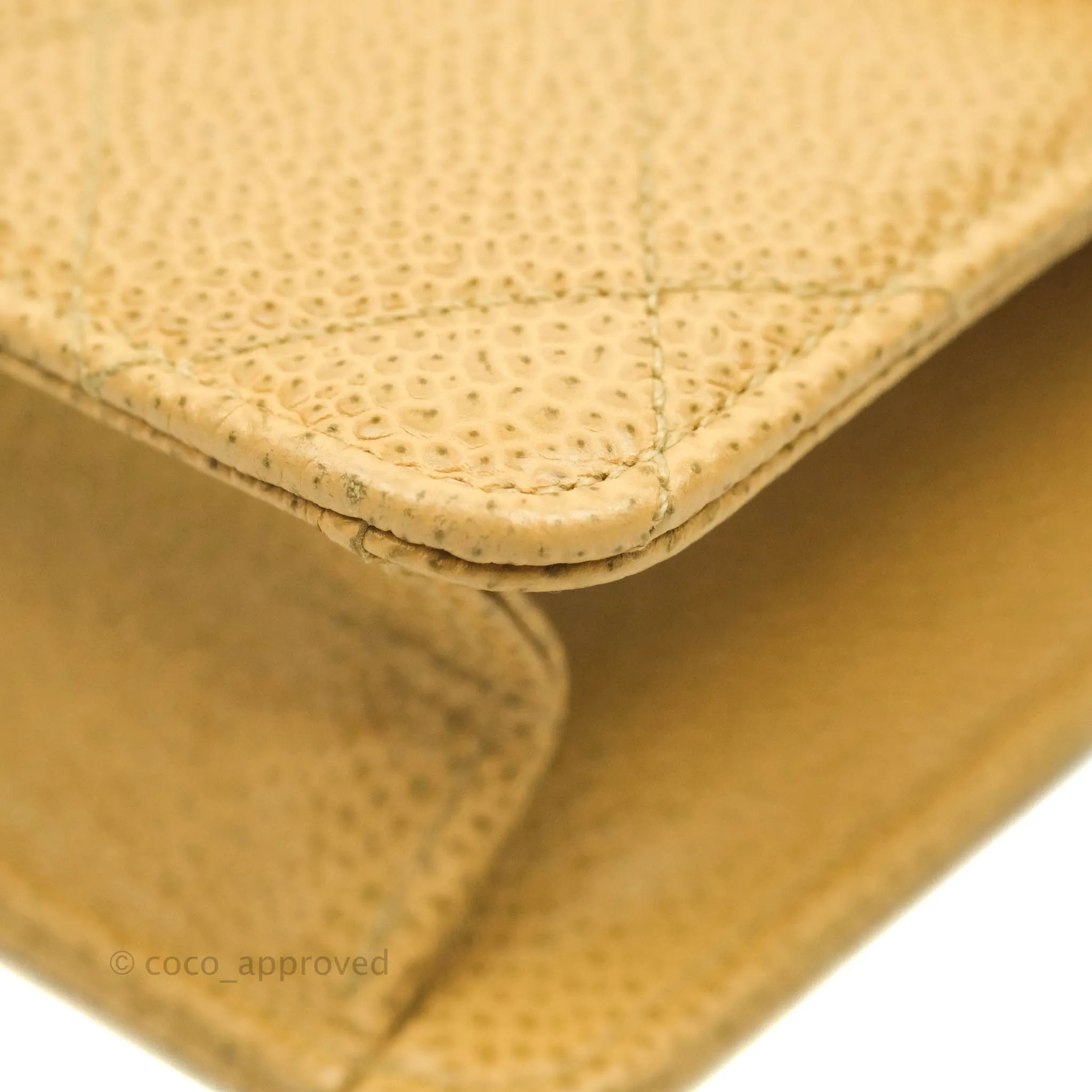 Chanel Vintage Quilted Mini Square Flap Beige Caviar Silver Hardware