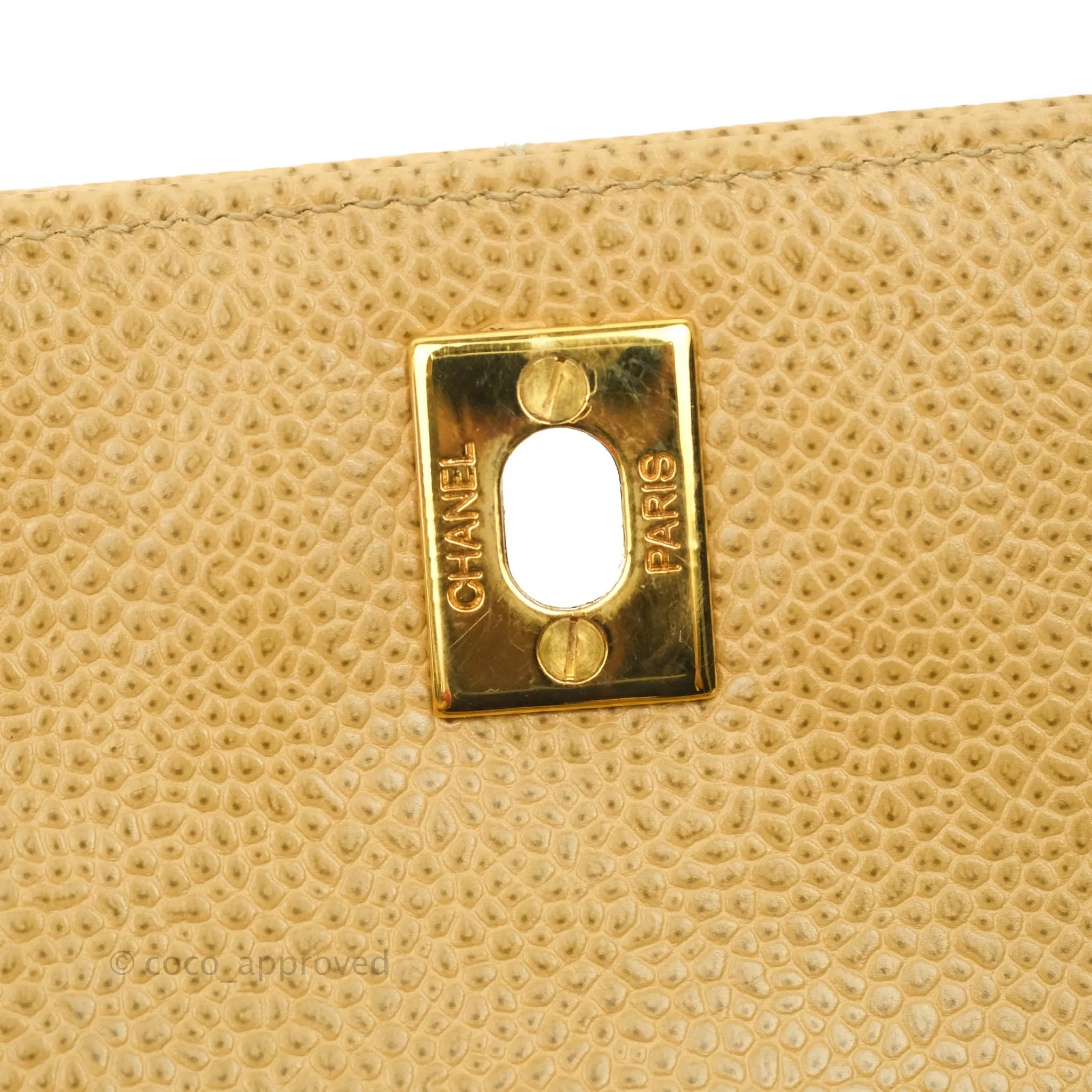 Chanel Vintage Quilted Mini Square Flap Beige Caviar Silver Hardware