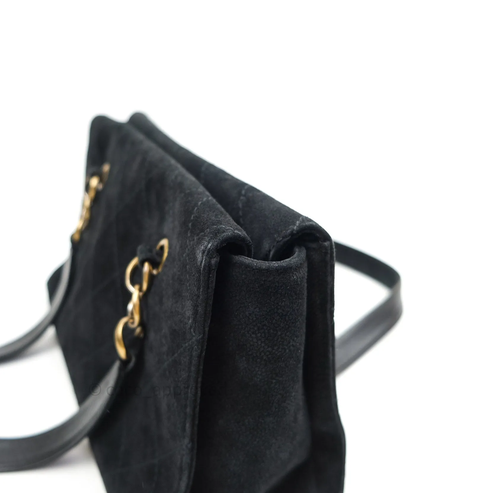 Chanel Vintage Tote Bag Black Gold Hardware