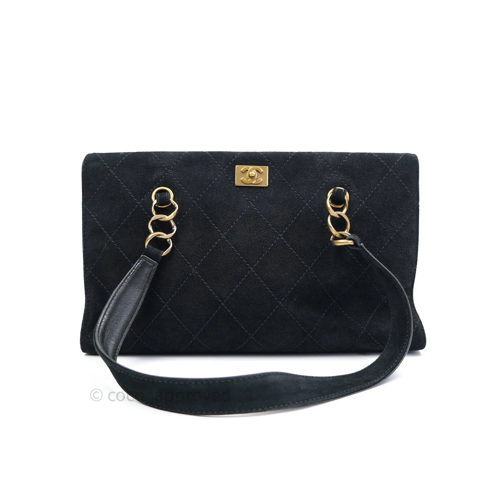Chanel Vintage Tote Bag Black Gold Hardware