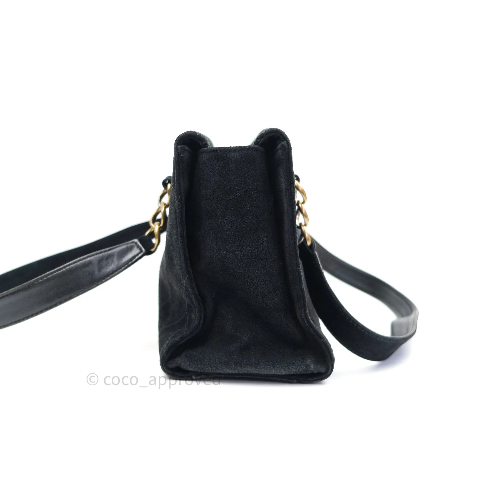 Chanel Vintage Tote Bag Black Gold Hardware