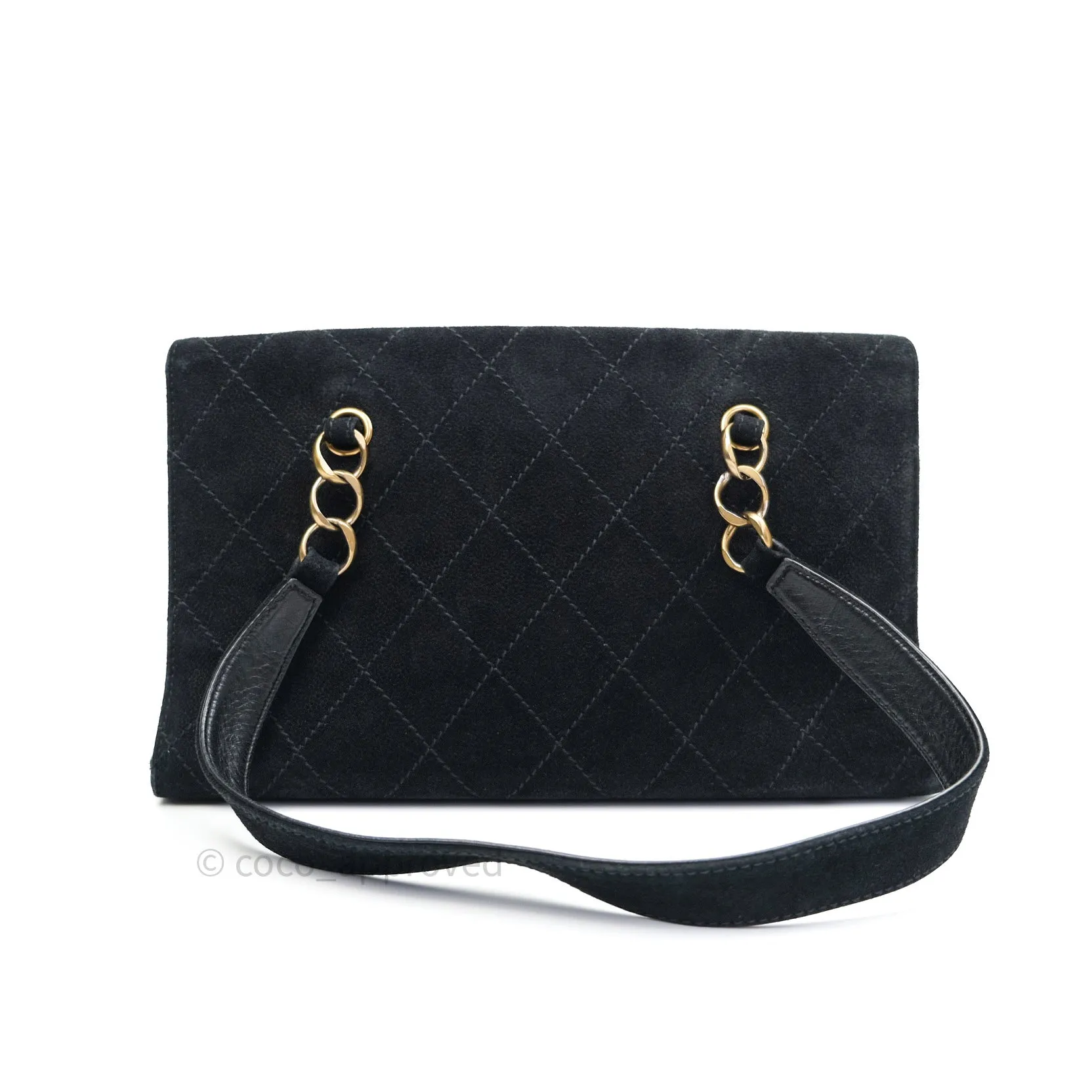 Chanel Vintage Tote Bag Black Gold Hardware