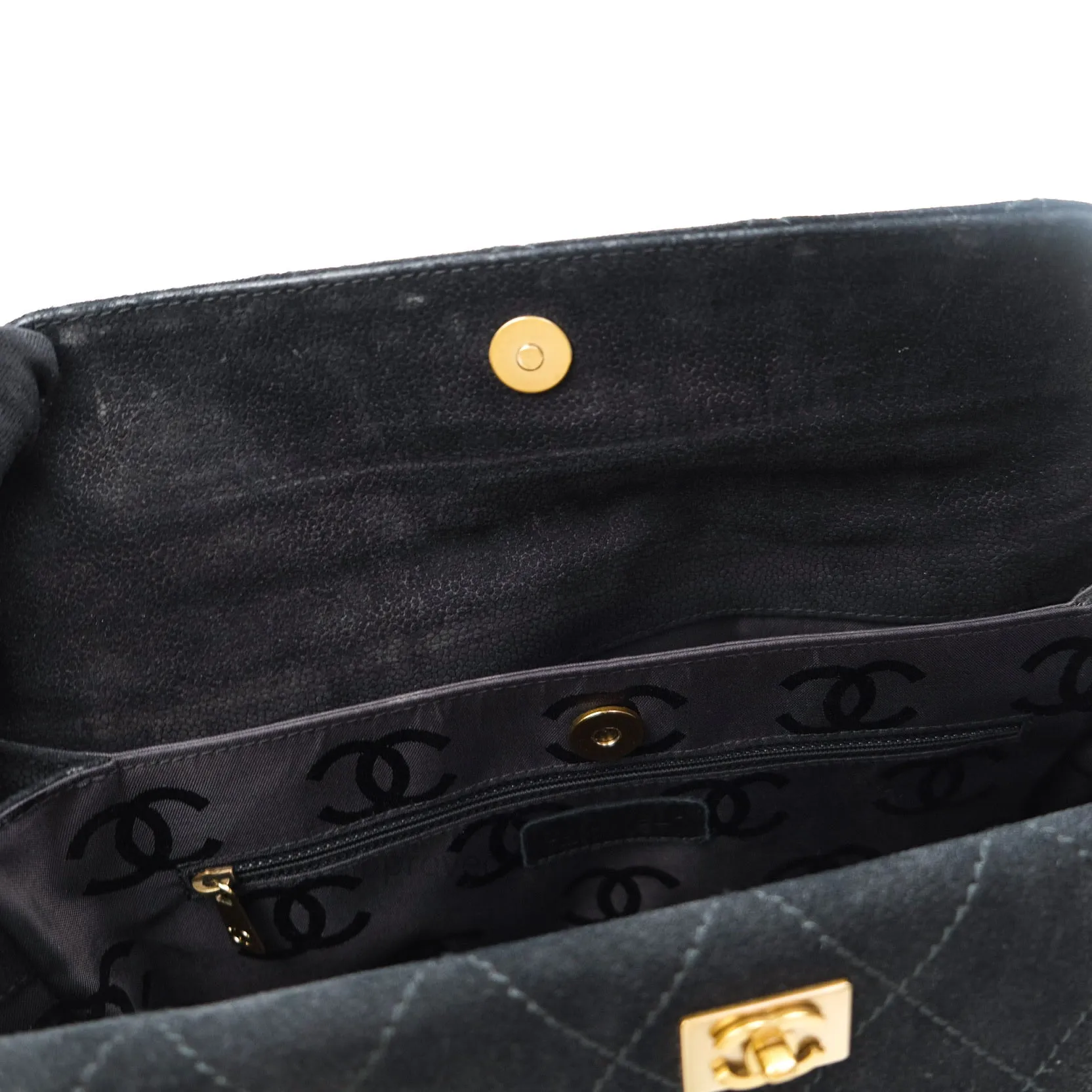 Chanel Vintage Tote Bag Black Gold Hardware