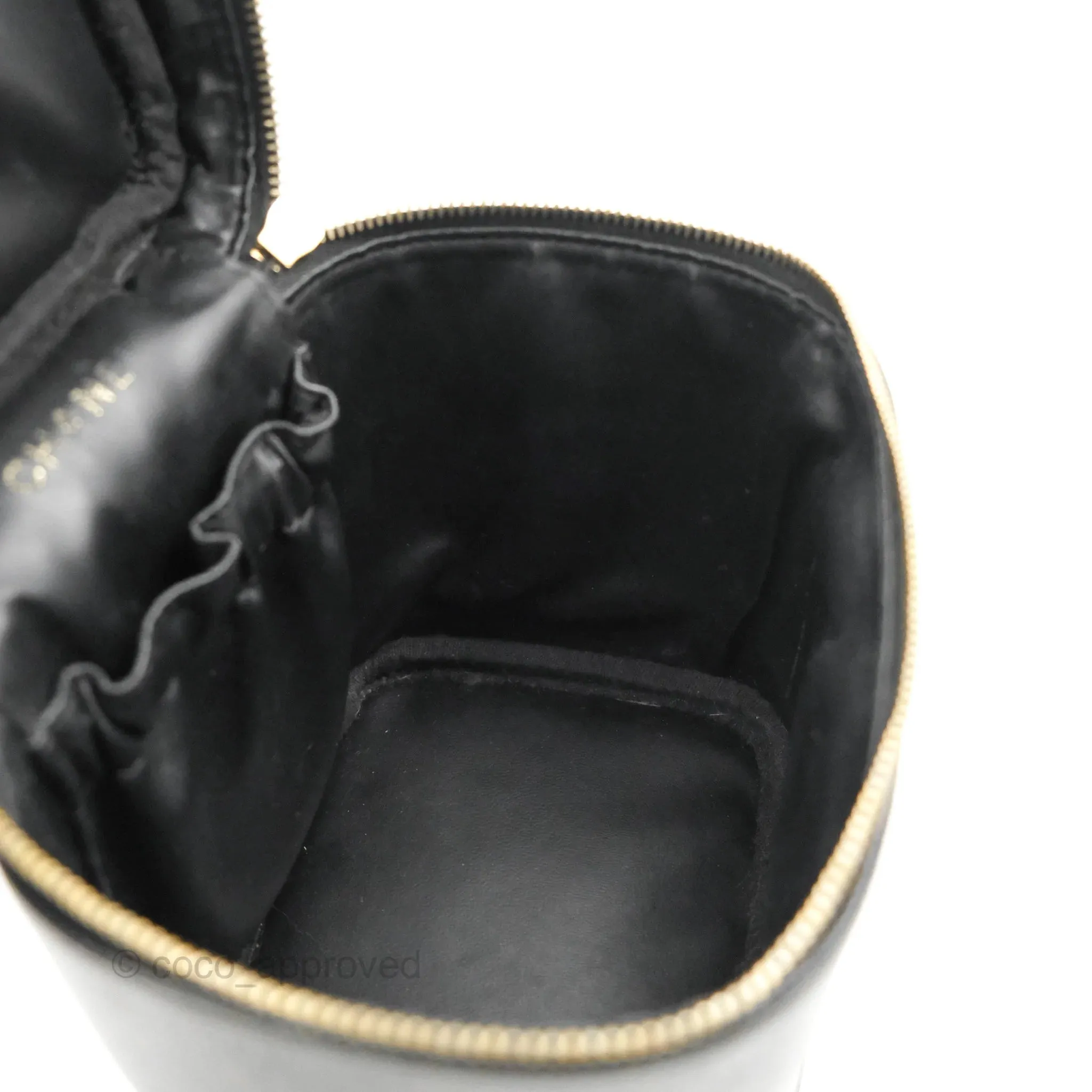 Chanel Vintage Vanity Case Black Caviar Gold Hardware