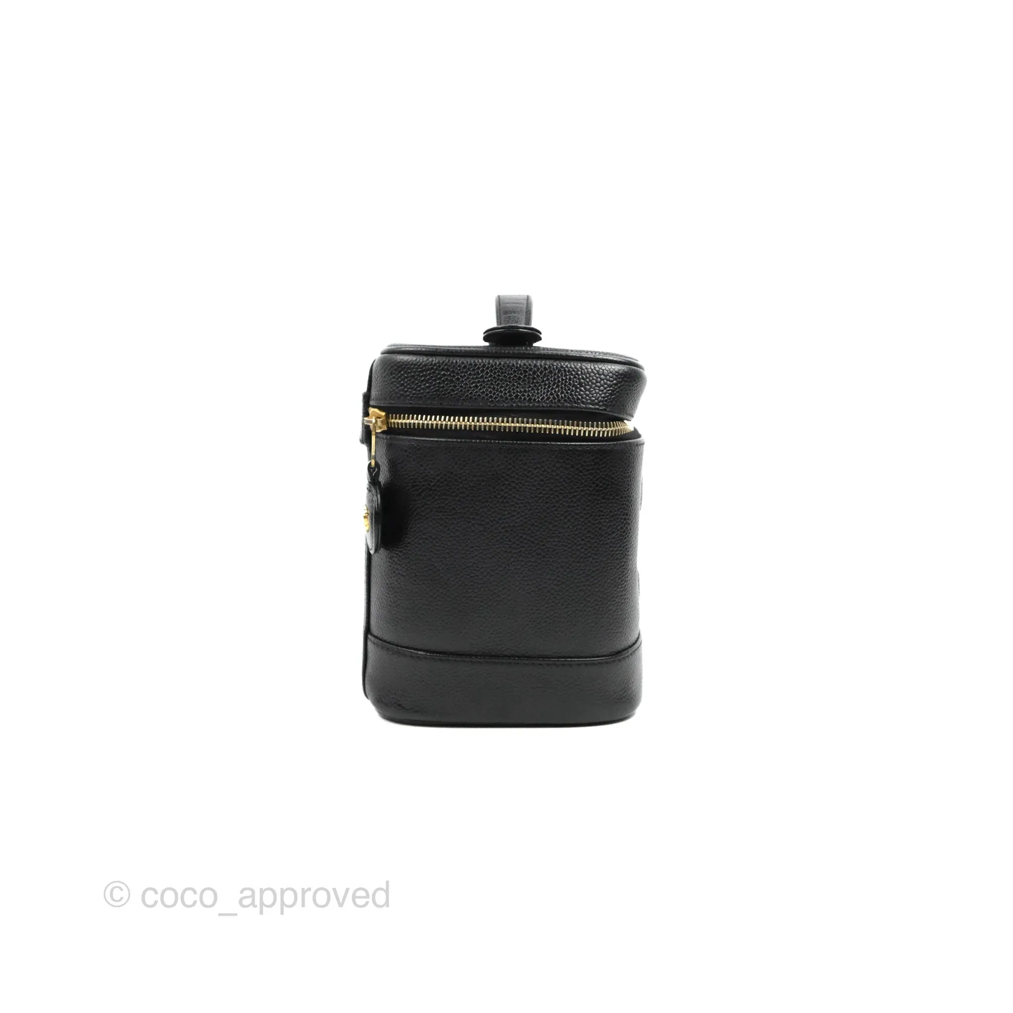 Chanel Vintage Vanity Case Black Caviar Gold Hardware