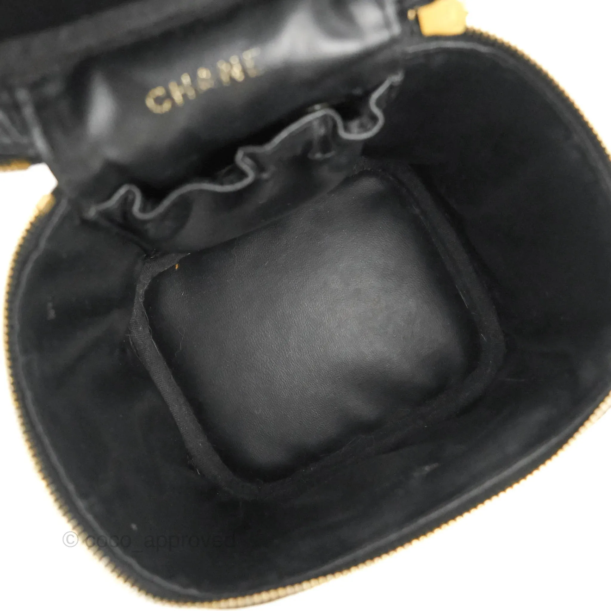 Chanel Vintage Vanity Case Black Caviar Gold Hardware