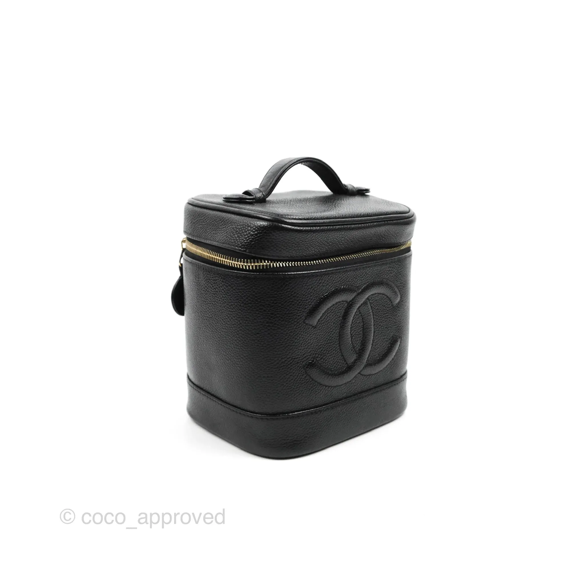 Chanel Vintage Vanity Case Black Caviar Gold Hardware