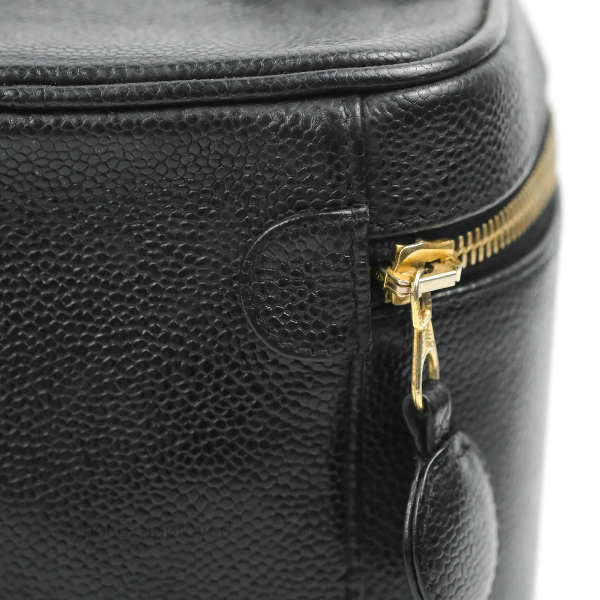 Chanel Vintage Vanity Case Black Caviar Gold Hardware