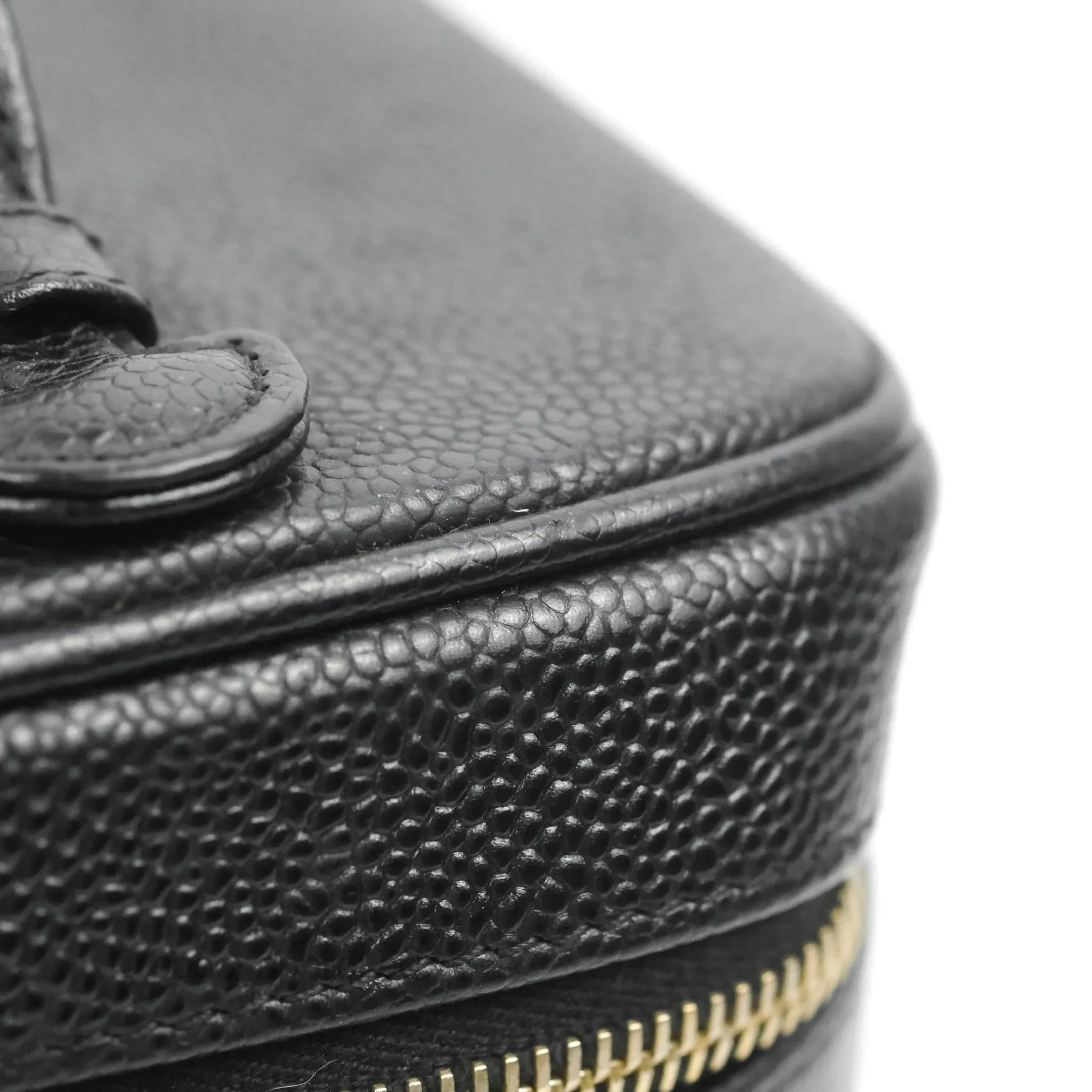 Chanel Vintage Vanity Case Black Caviar Gold Hardware