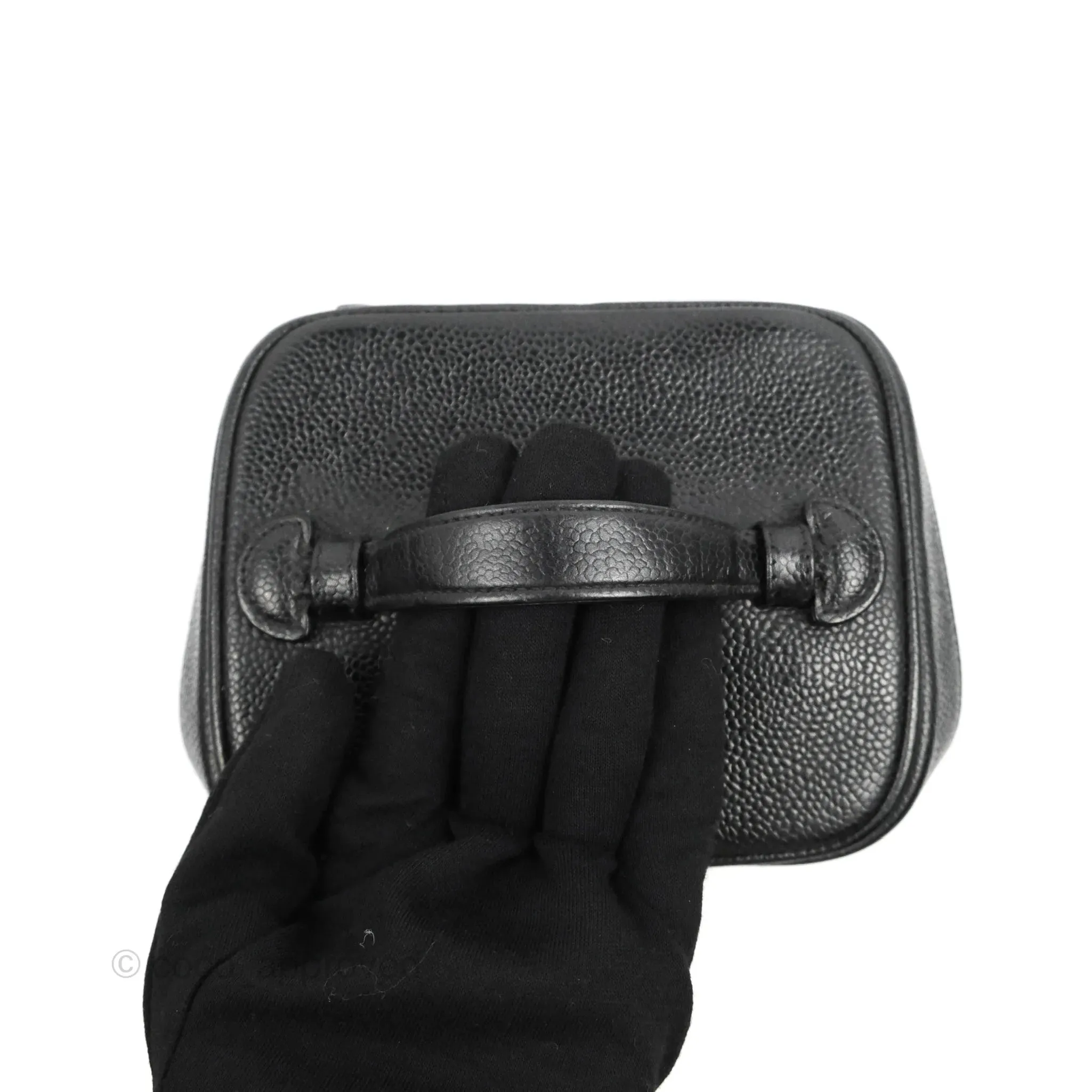 Chanel Vintage Vanity Case Black Caviar Gold Hardware