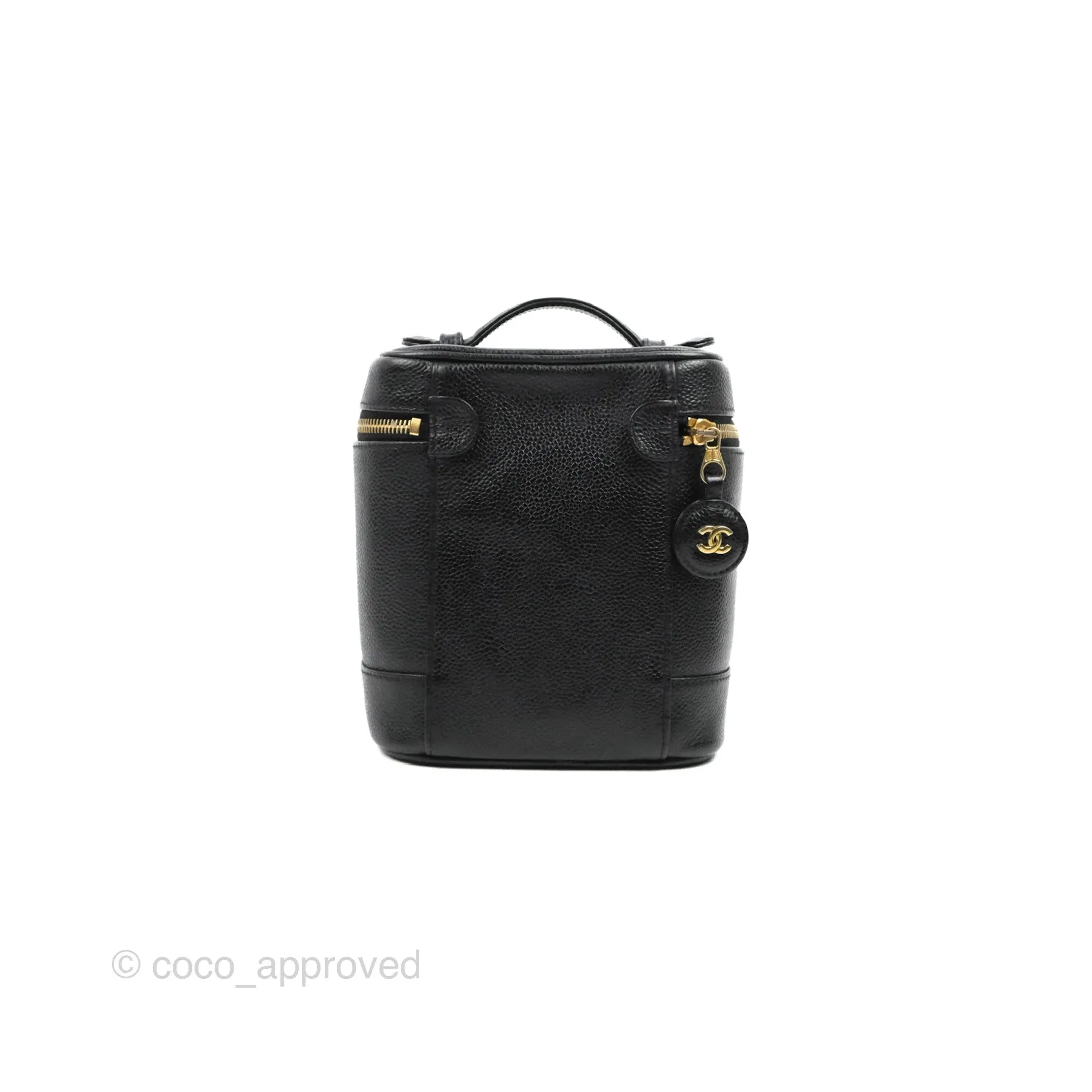 Chanel Vintage Vanity Case Black Caviar Gold Hardware