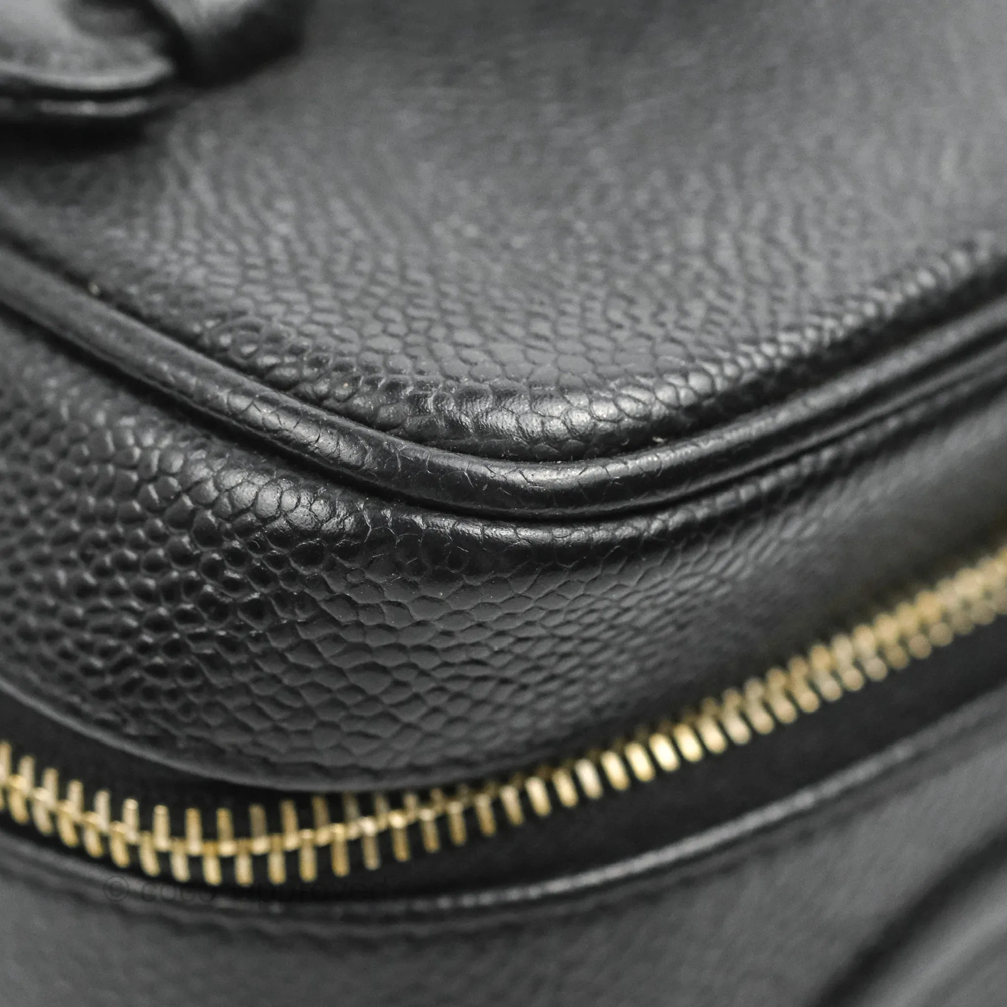 Chanel Vintage Vanity Case Black Caviar Gold Hardware