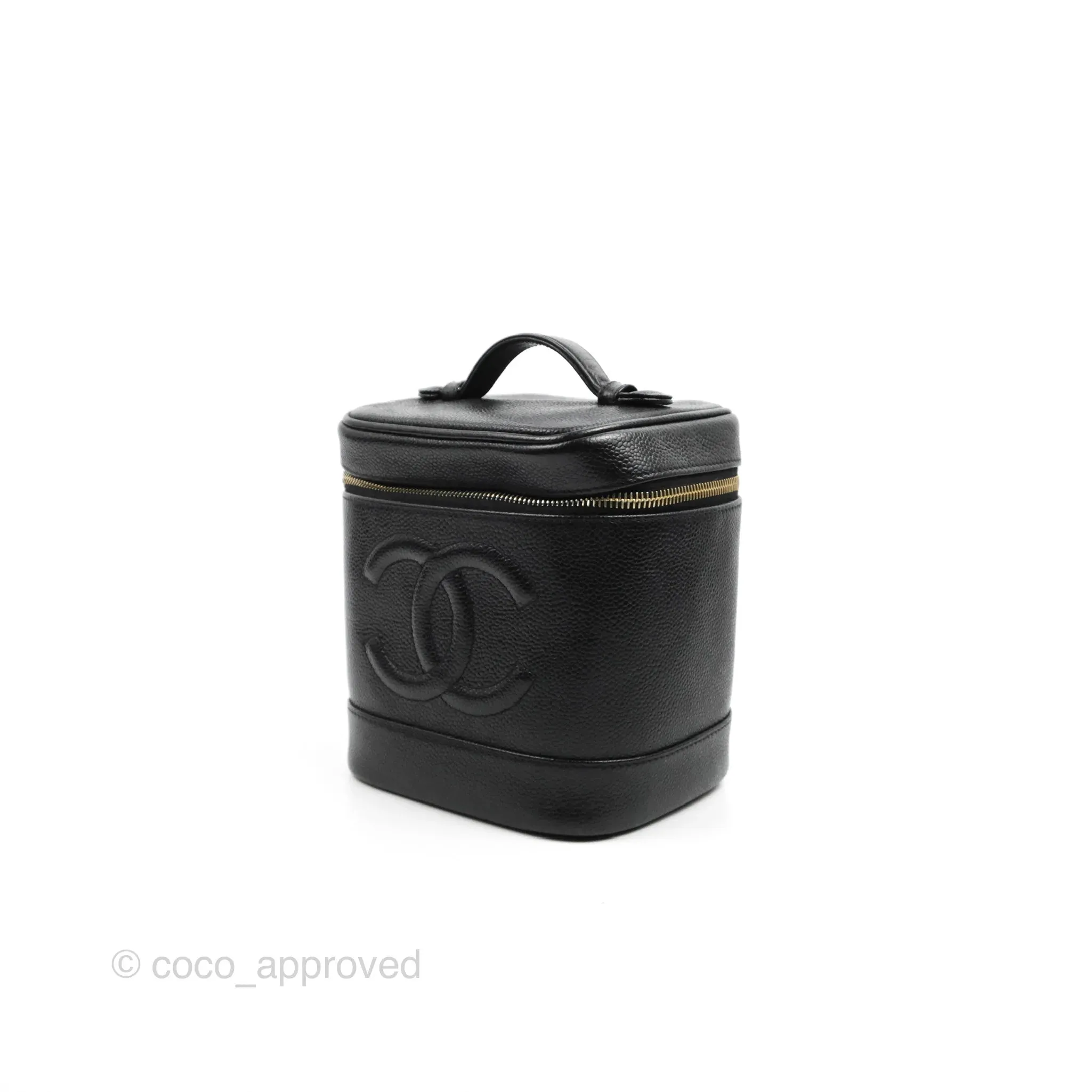 Chanel Vintage Vanity Case Black Caviar Gold Hardware