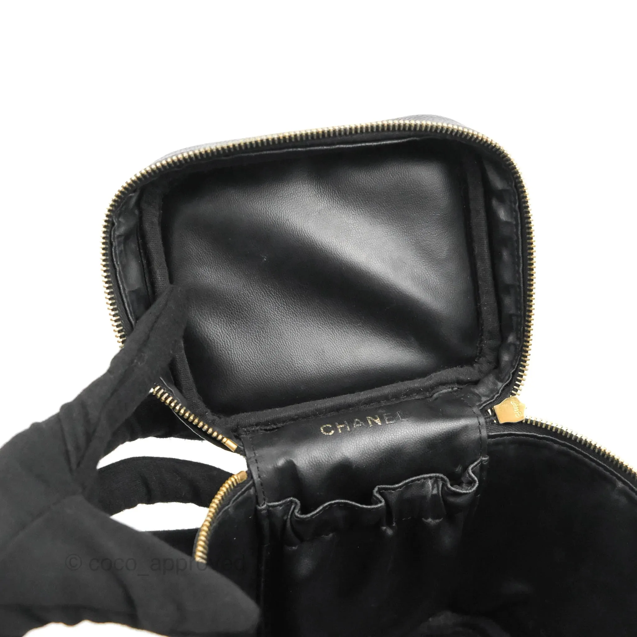 Chanel Vintage Vanity Case Black Caviar Gold Hardware
