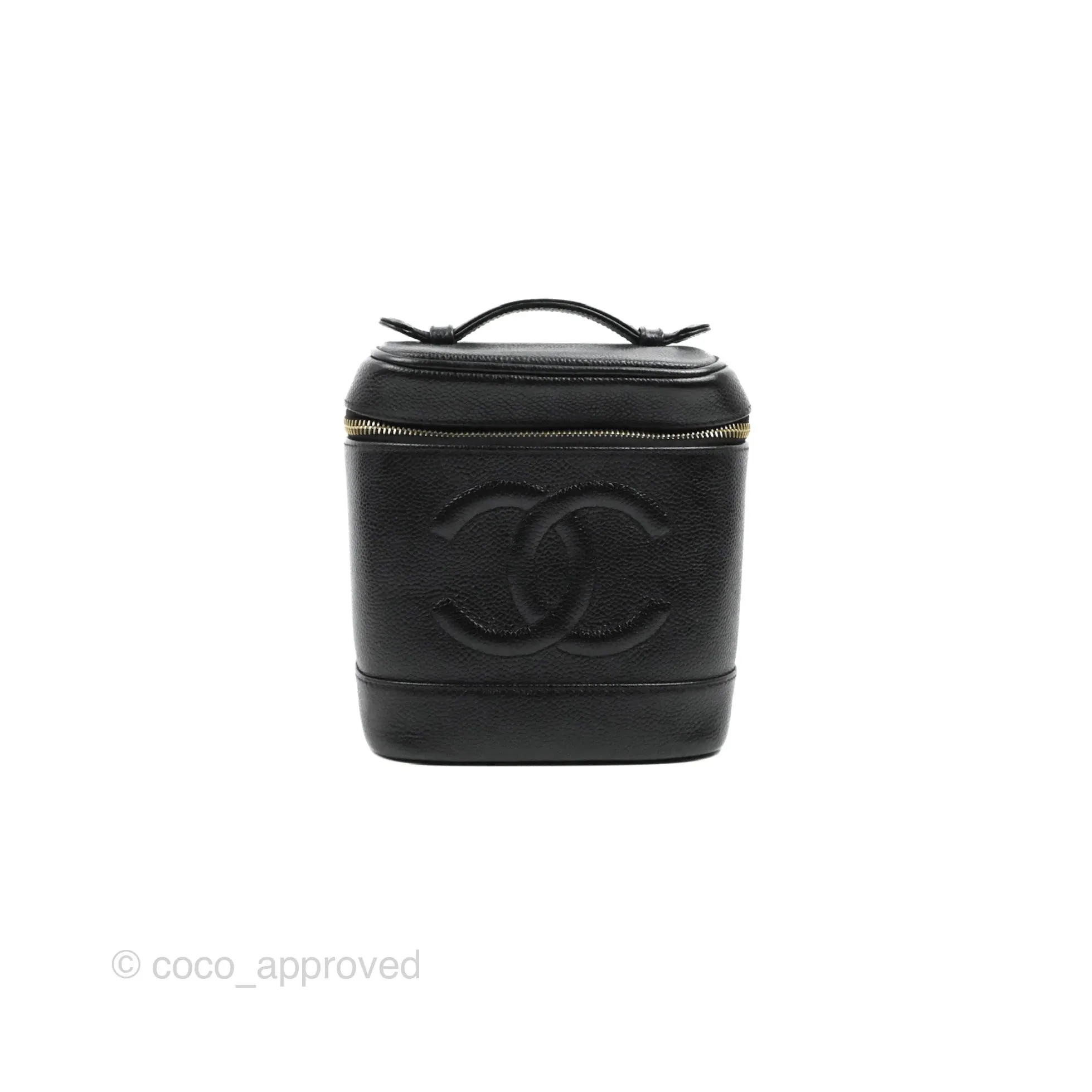 Chanel Vintage Vanity Case Black Caviar Gold Hardware