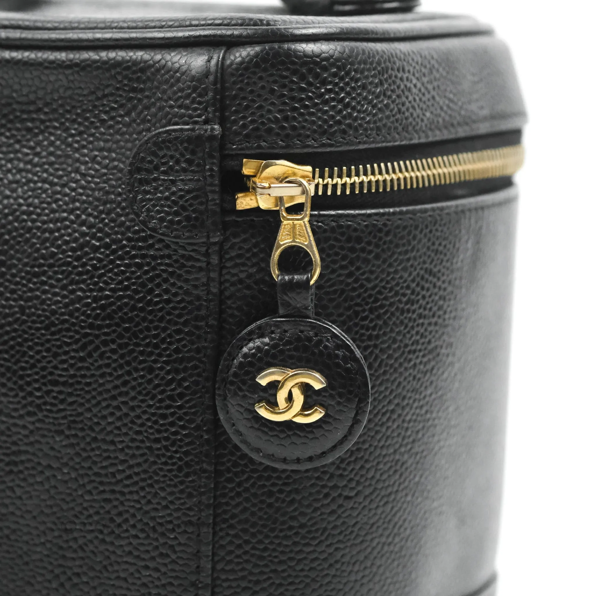 Chanel Vintage Vanity Case Black Caviar Gold Hardware