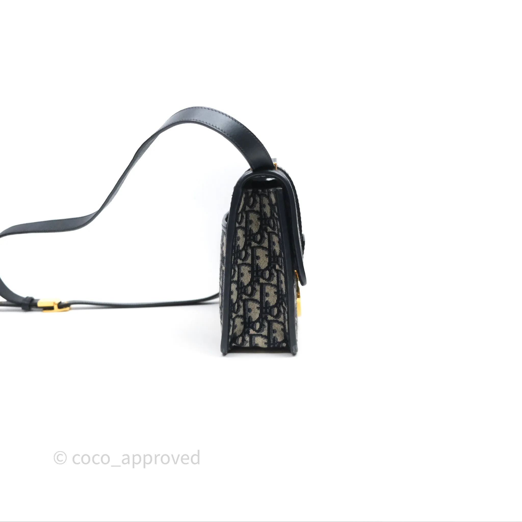 Christian Dior 30 Montaigne Bag Blue Dior Oblique Jacquard Gold Hardware